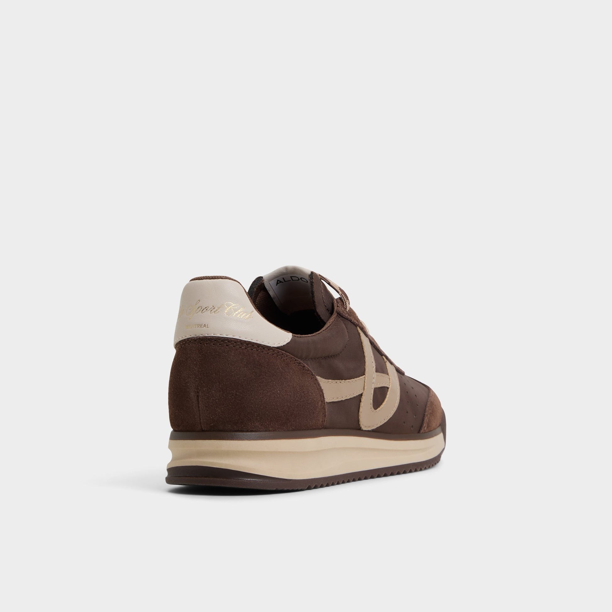 Three-quarter angle of Medium Brown Stepcount Jogger sneaker's back side