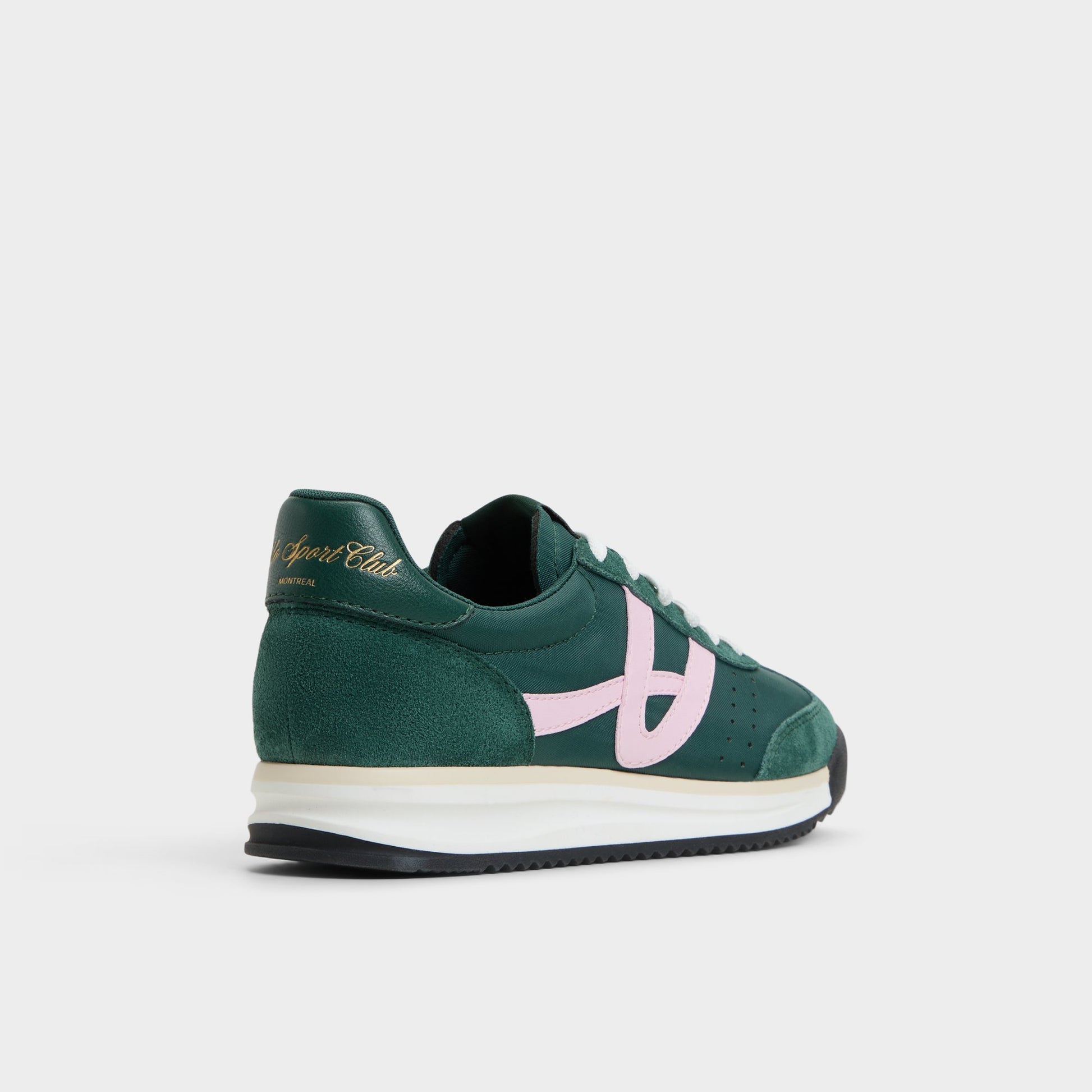 Three-quarter angle of Bright Green Stepcount Jogger sneaker's back side