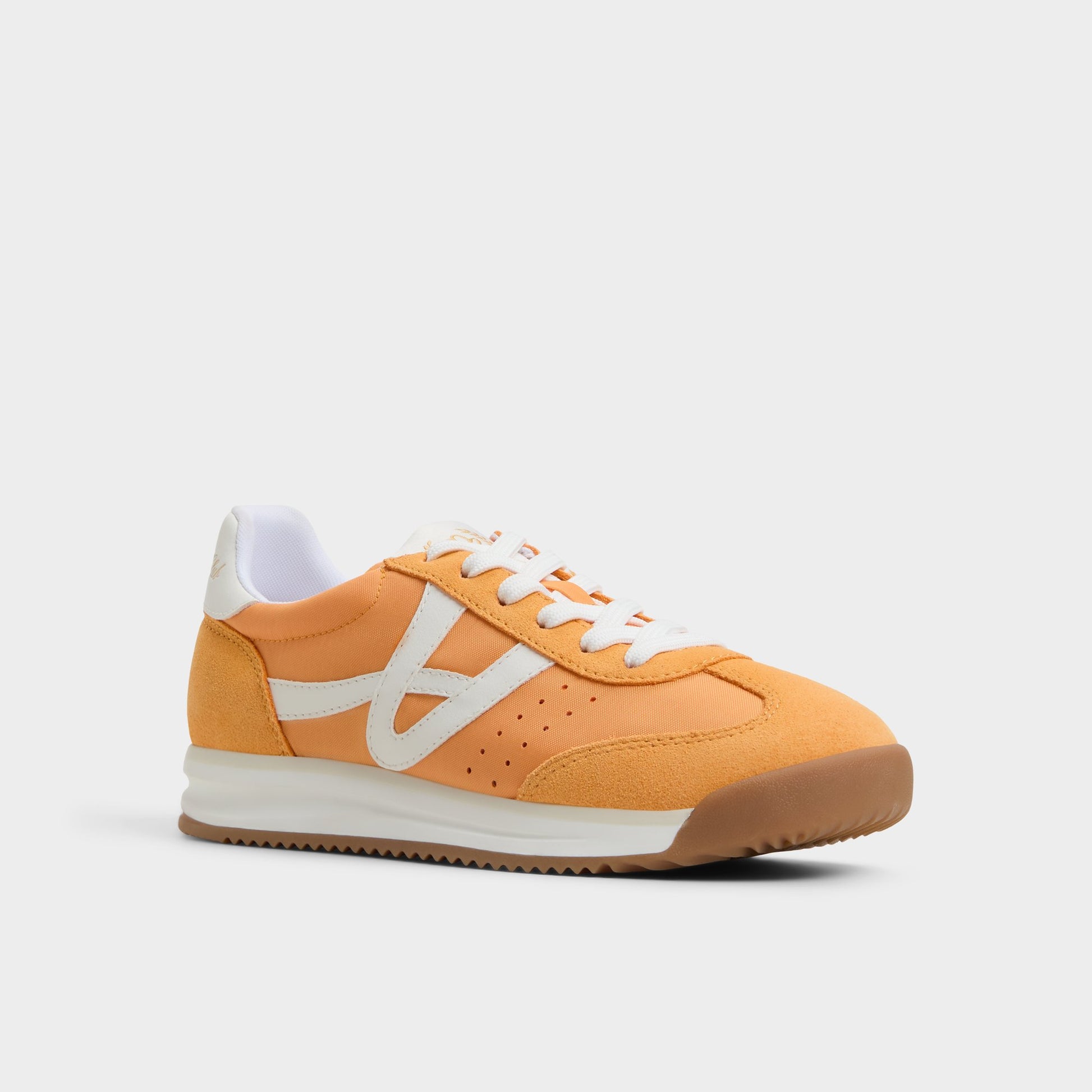 Three-quarter angle of Orange Stepcount Jogger sneaker's front side