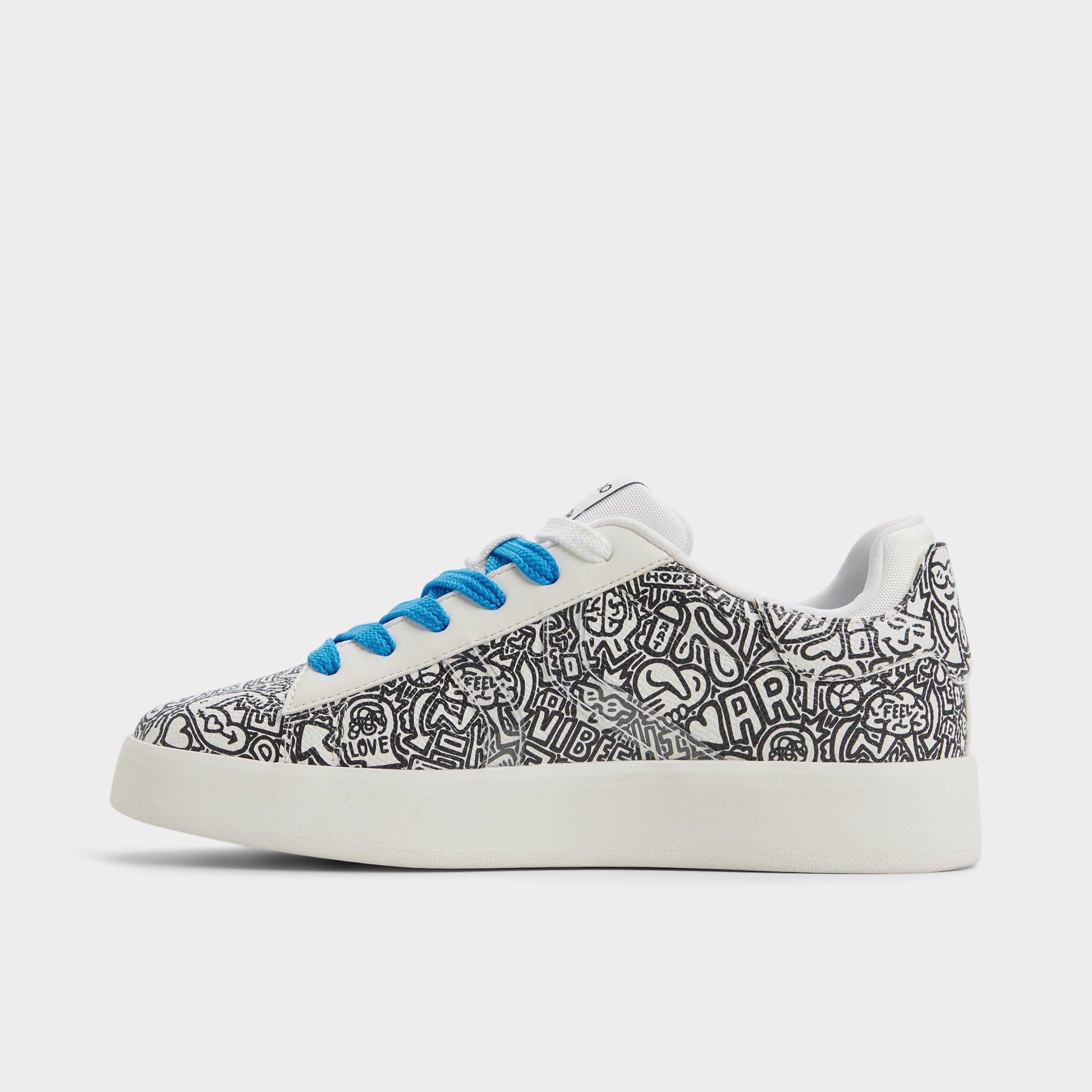 Side view of White/Black Timothy Goodman Women's low top sneaker