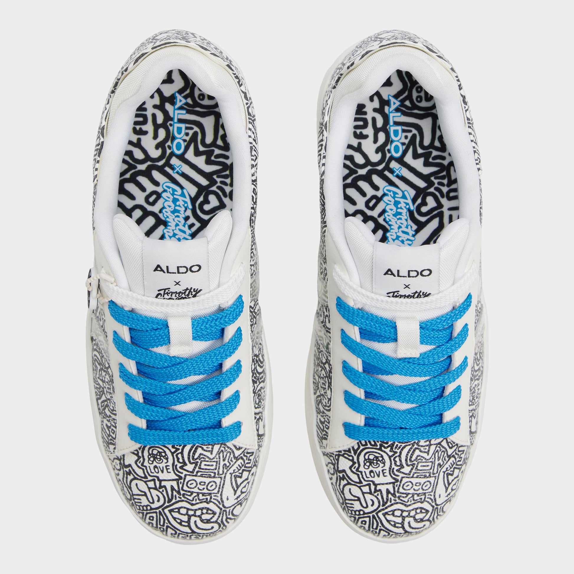 Top-down view of the White/Black Timothy Goodman Women's low top sneaker