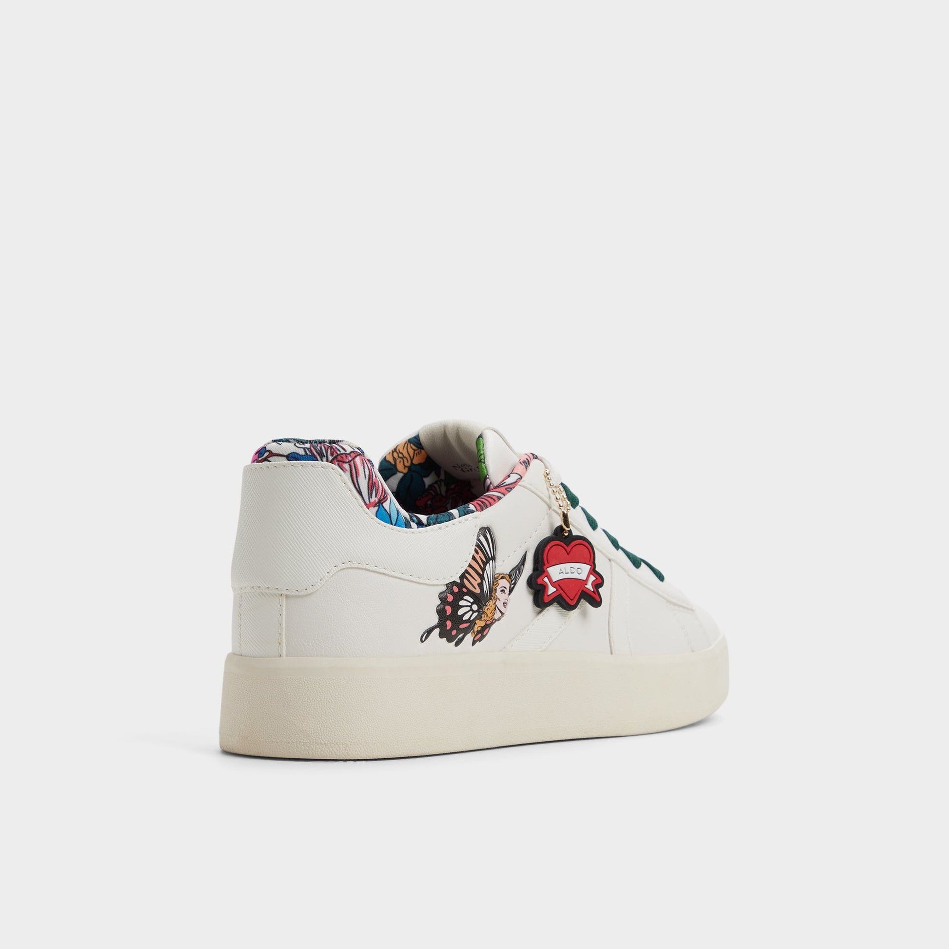 Angle de trois quarts de l'arrière de Blanc Multi Whatisadam Femmes, Sneaker bas