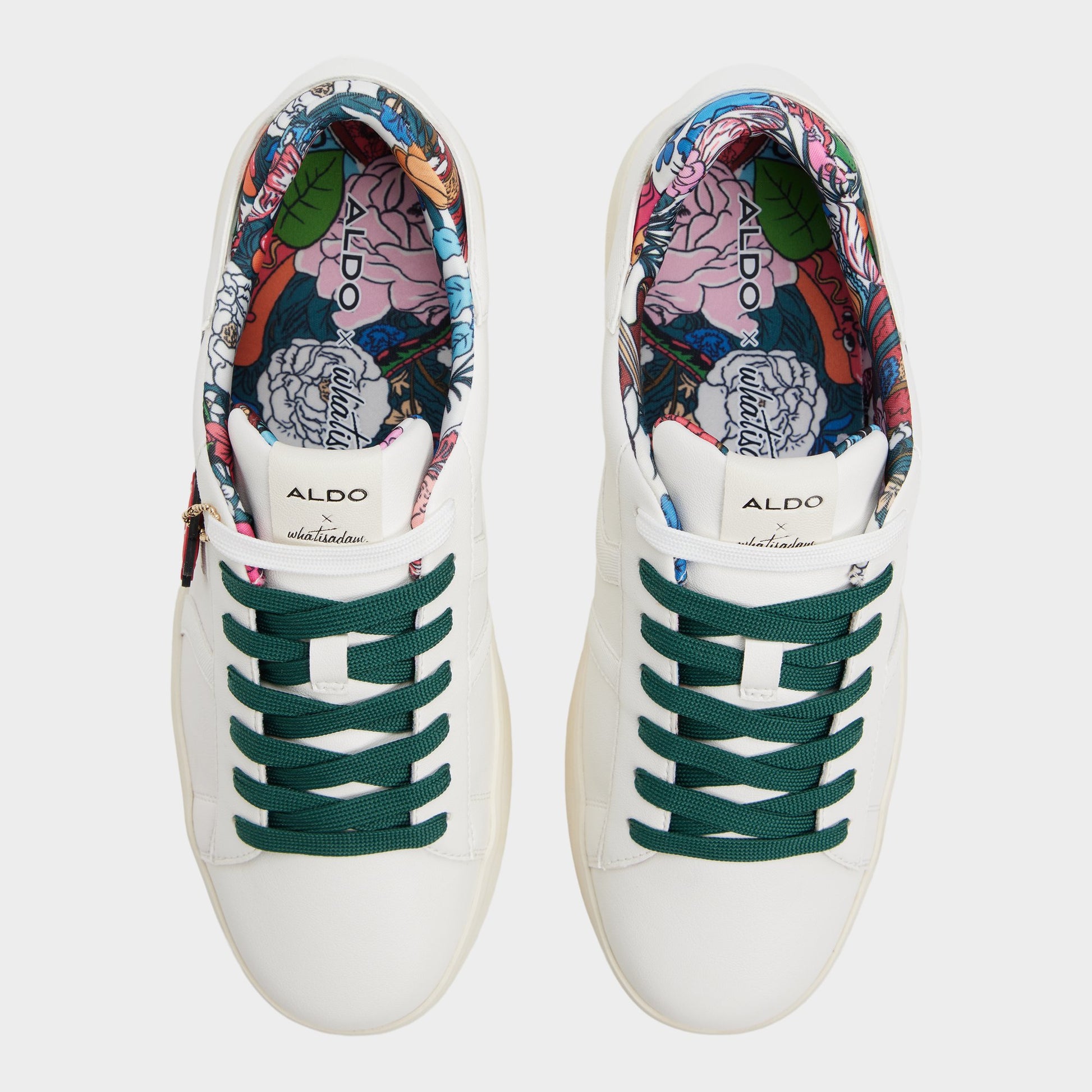Top-down view of the White combo Whatisadam Men's low top sneaker