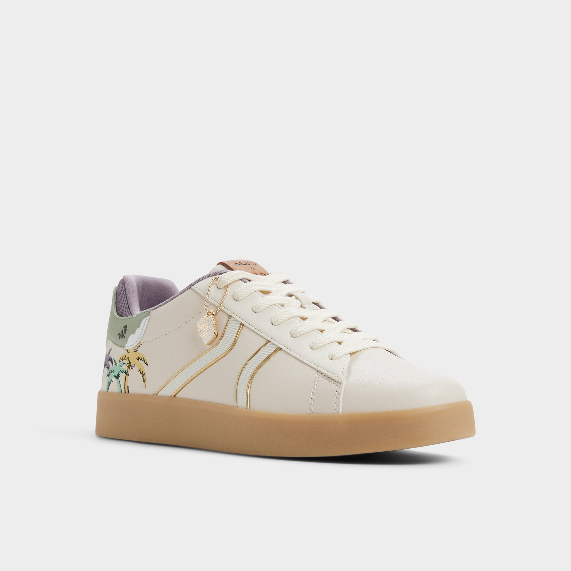 Three-quarter angle of White Combo Dina Sami Men's low top sneaker's front side