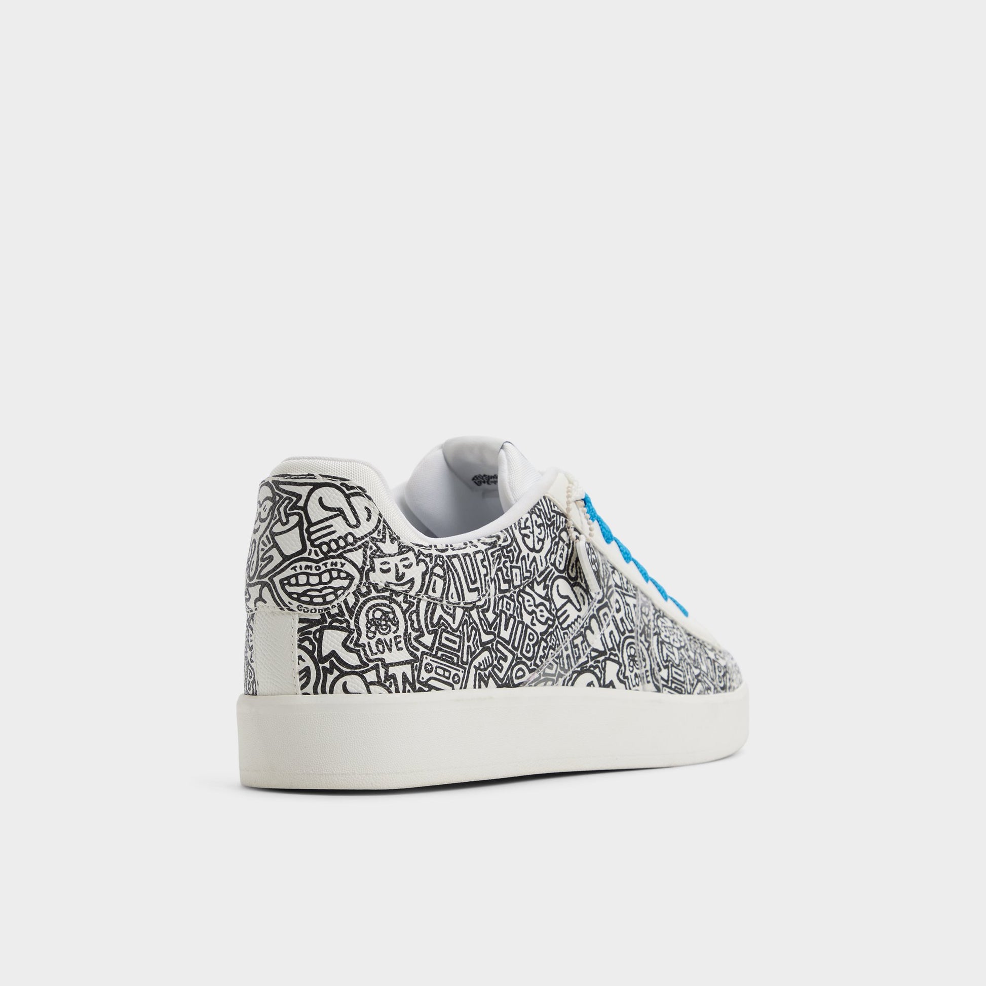 Three-quarter angle of White/Print Timothy Goodman Men's low top sneaker's back side
