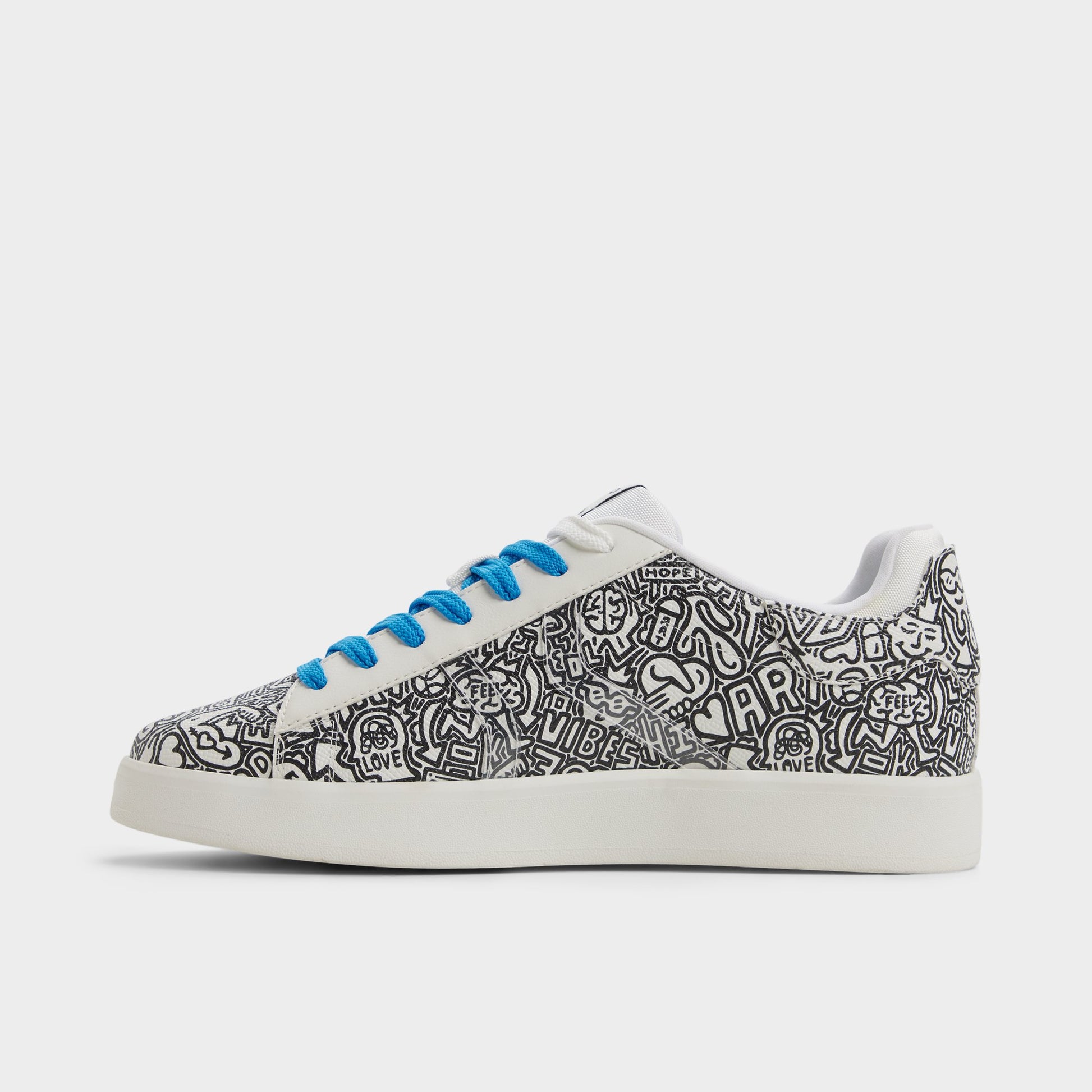 Side view of White/Print Timothy Goodman Men's low top sneaker