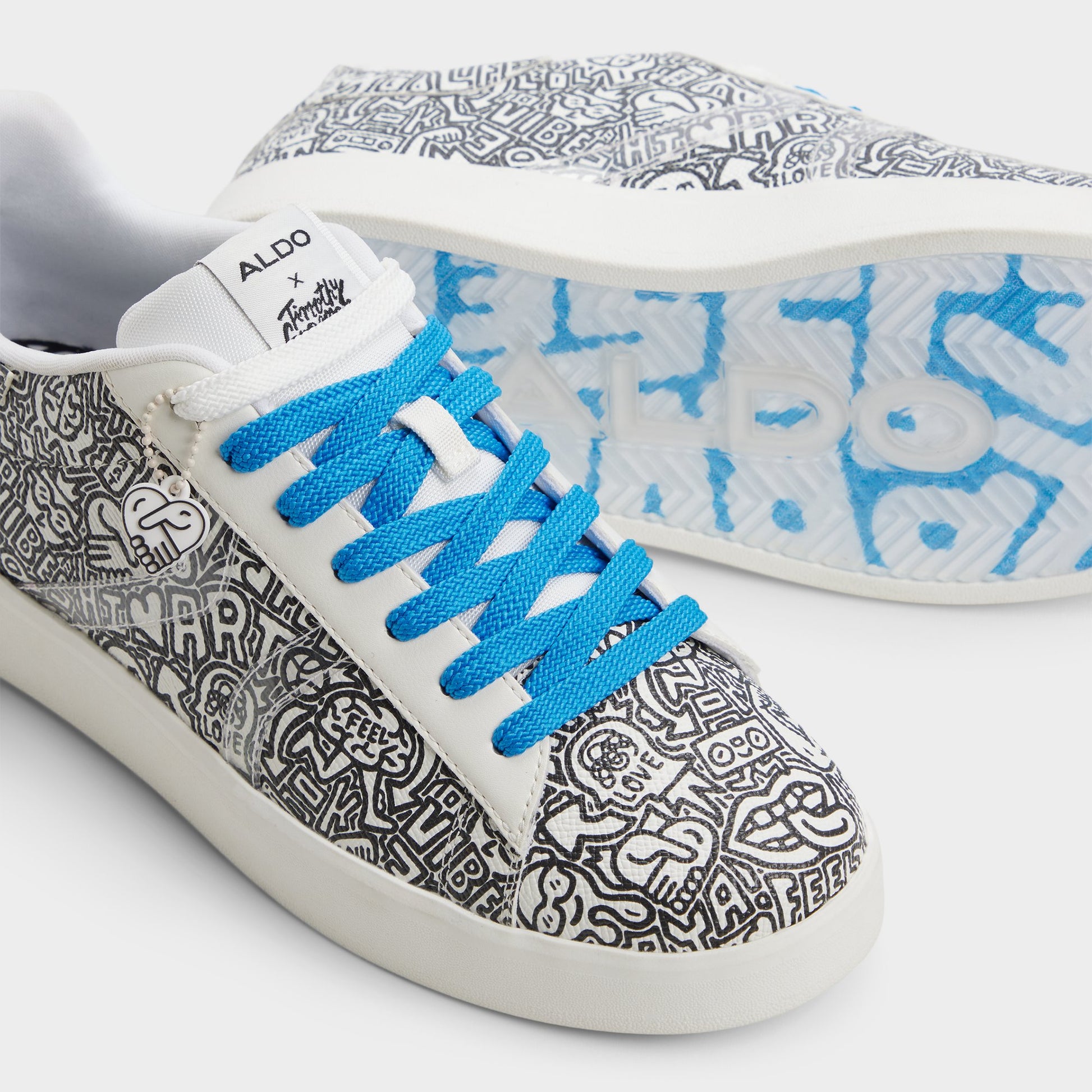 Highlighted view of a pair of White/Print Timothy Goodman Men's low top sneakers