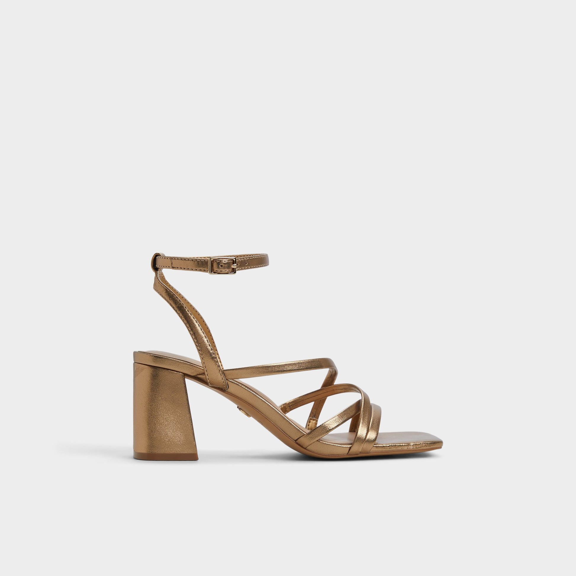 Main View of Gold Esther Strappy heeled sandal for Womens