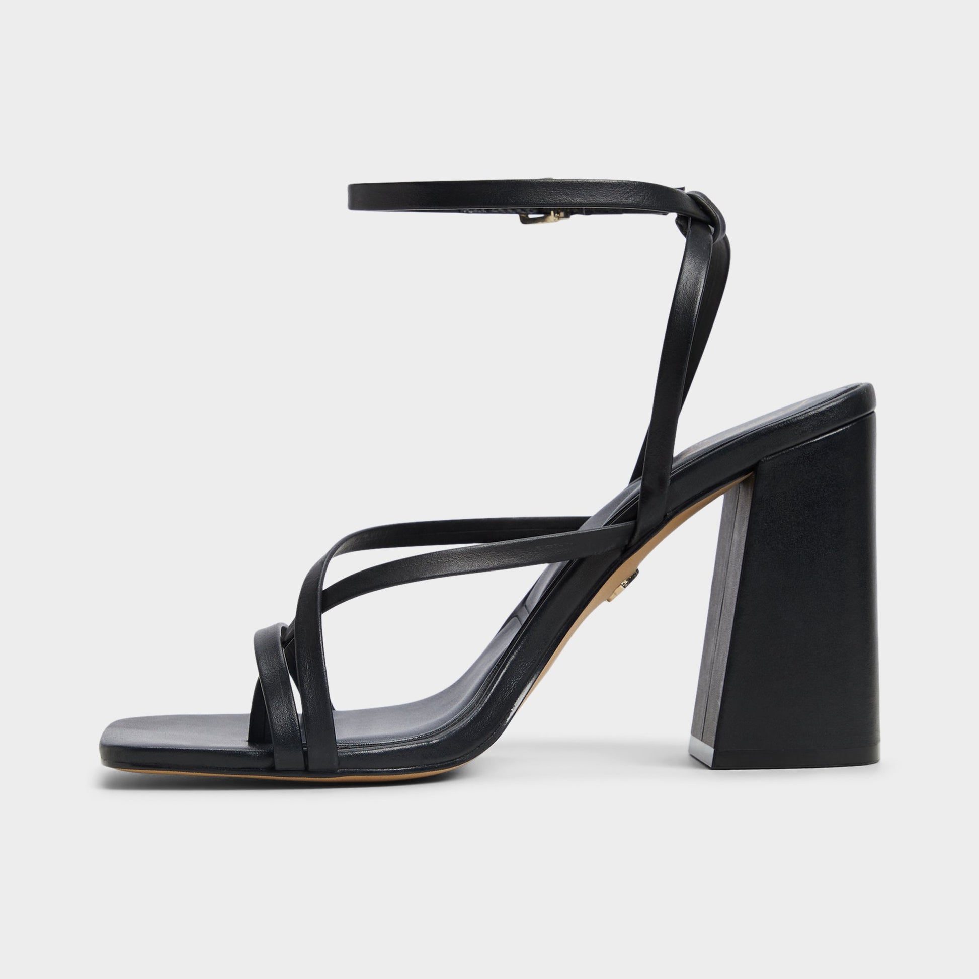 Side view of Other Black Laurader Strappy heeled sandal