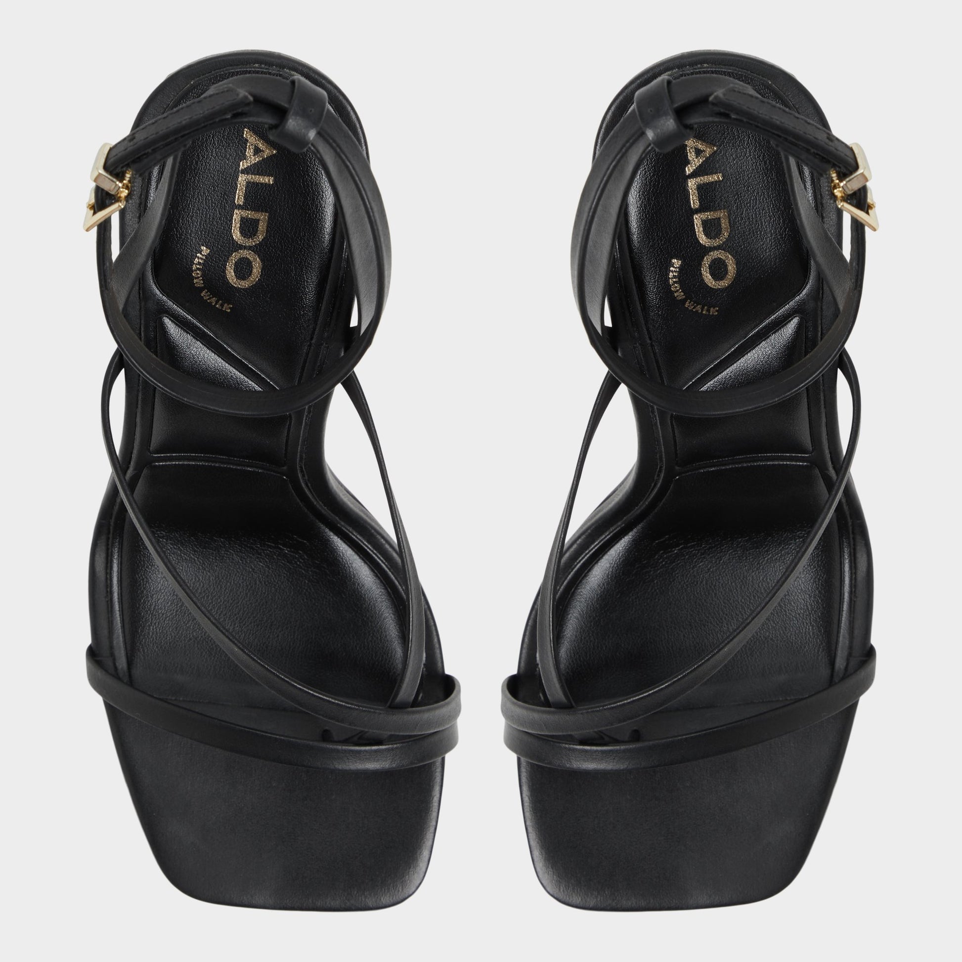 Top-down view of the Other Black Laurader Strappy heeled sandal