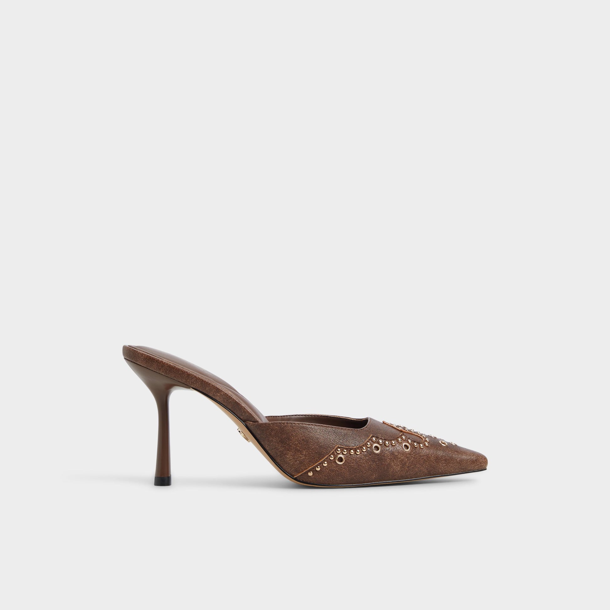 Main View of Medium Brown Amarilla Heeled mule for Womens