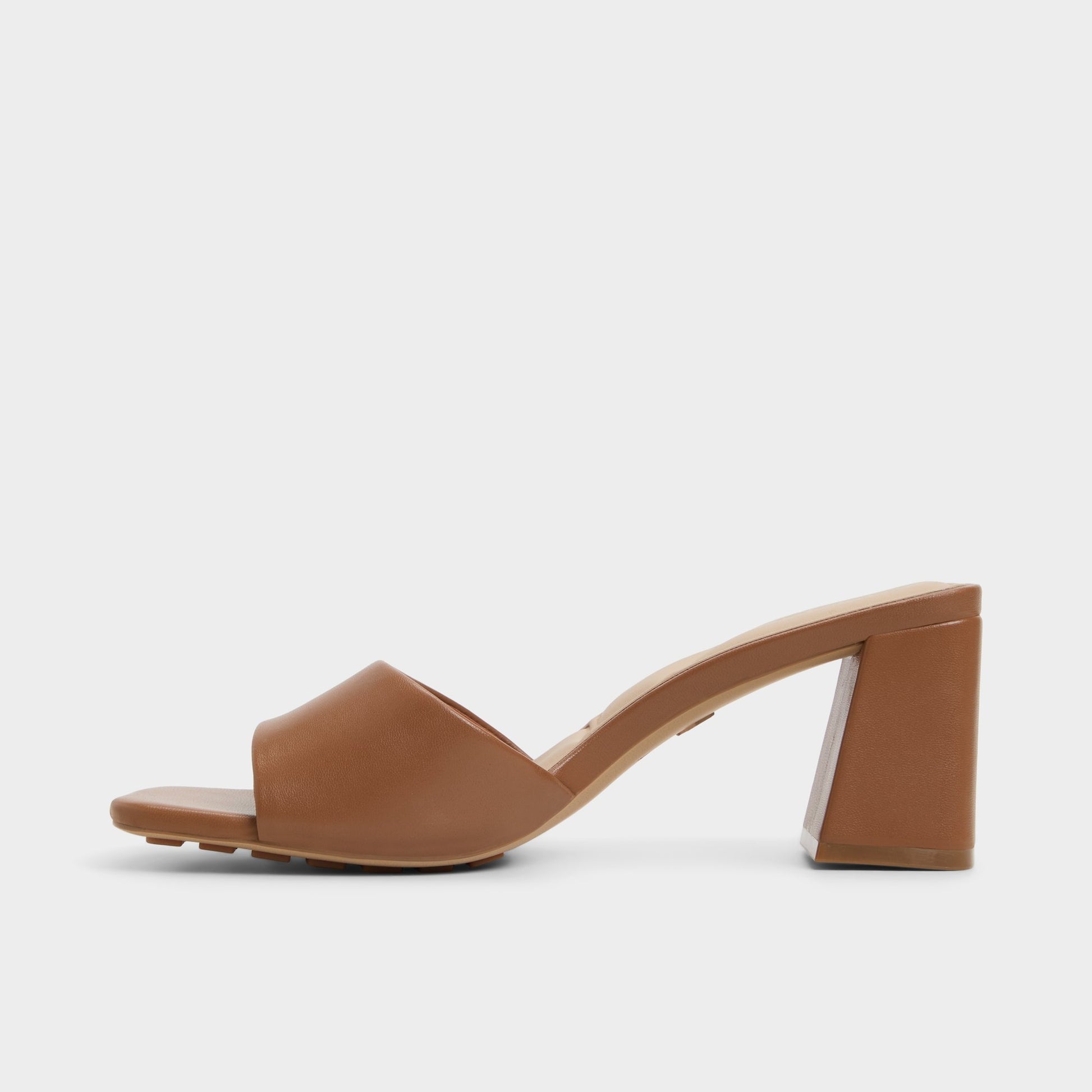 Side view of Tan Tisha Heeled mule