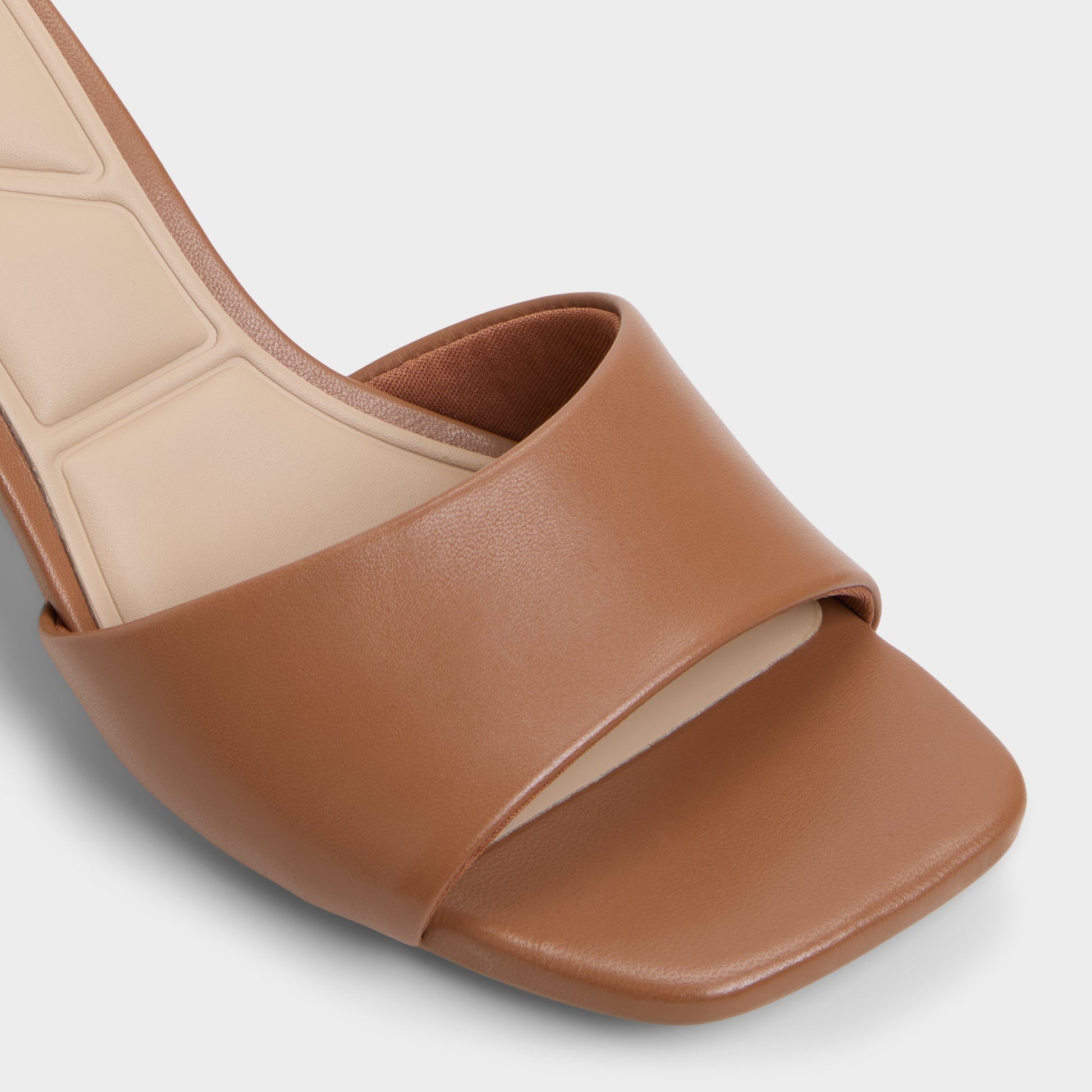 Close-up of the Tan Tisha Heeled mule
