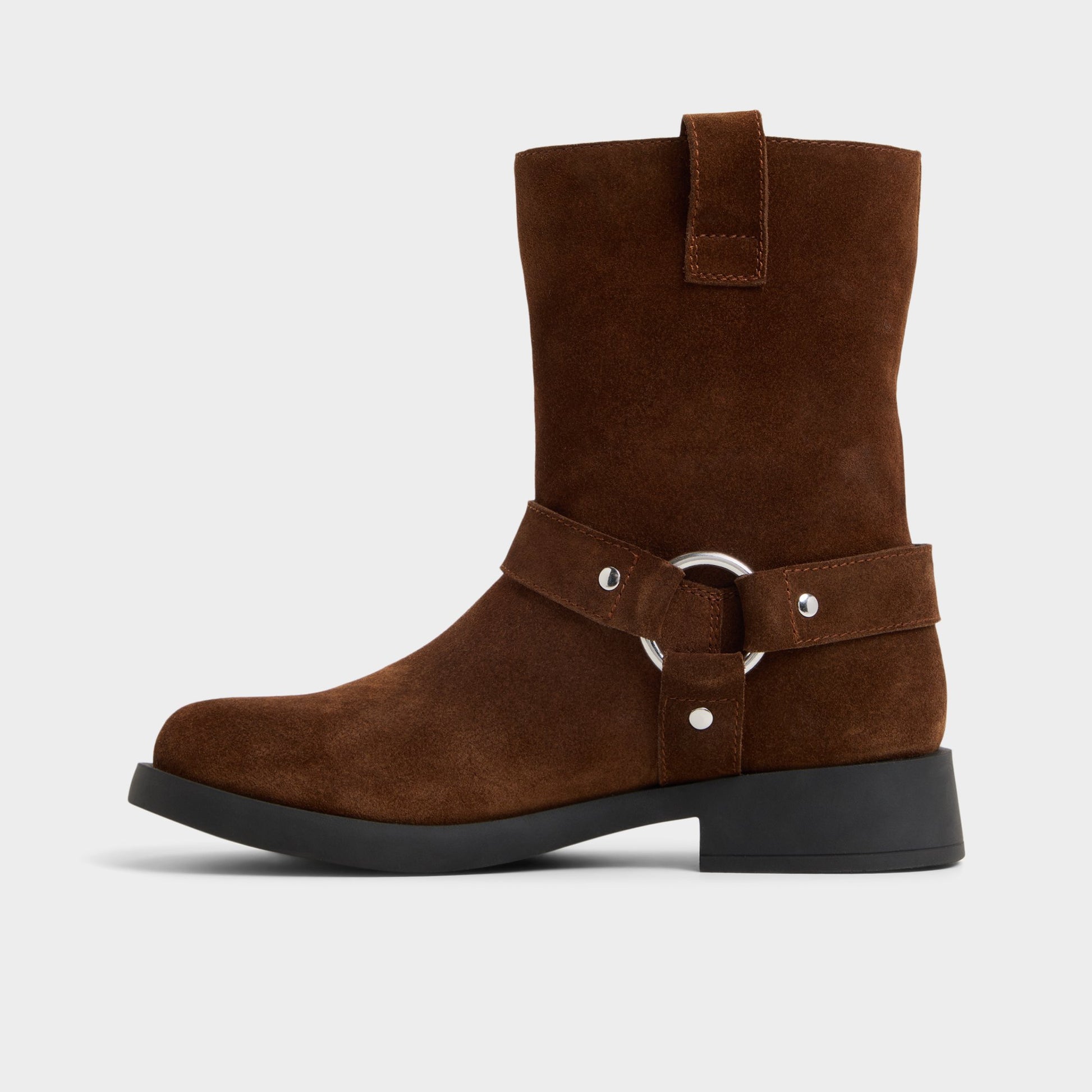 Side view of Brown Notorious Motorcycle ankle boot