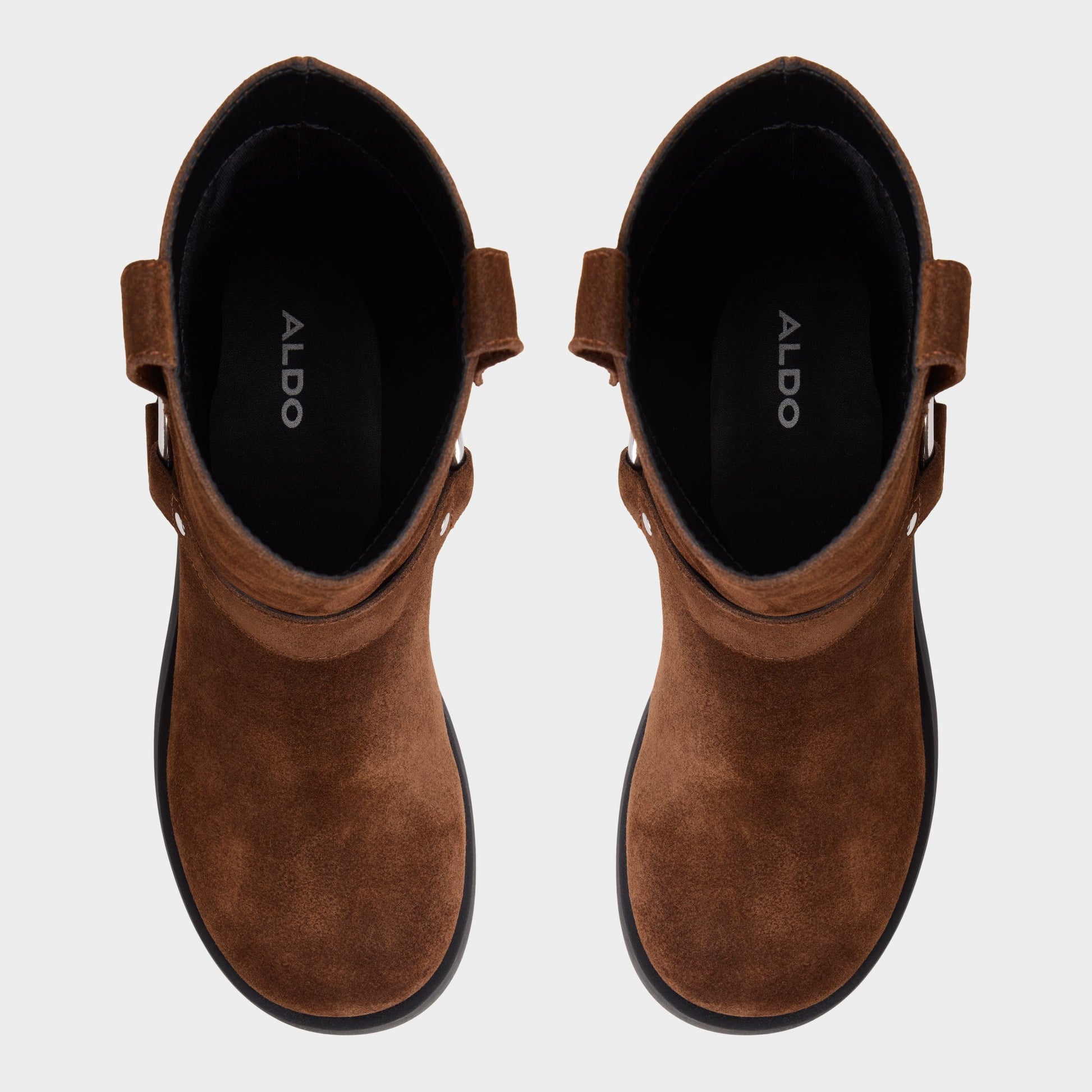 Top-down view of the Brown Notorious Motorcycle ankle boot