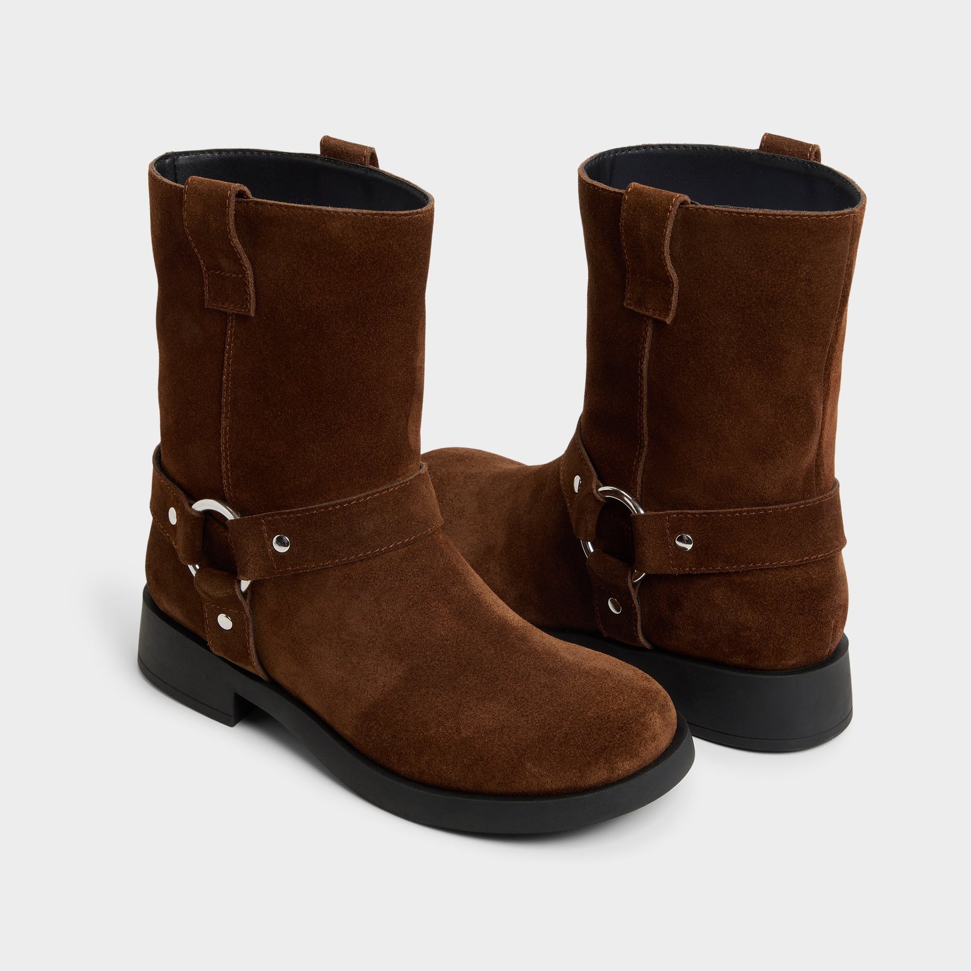 Highlighted view of a pair of Brown Notorious Motorcycle ankle boots