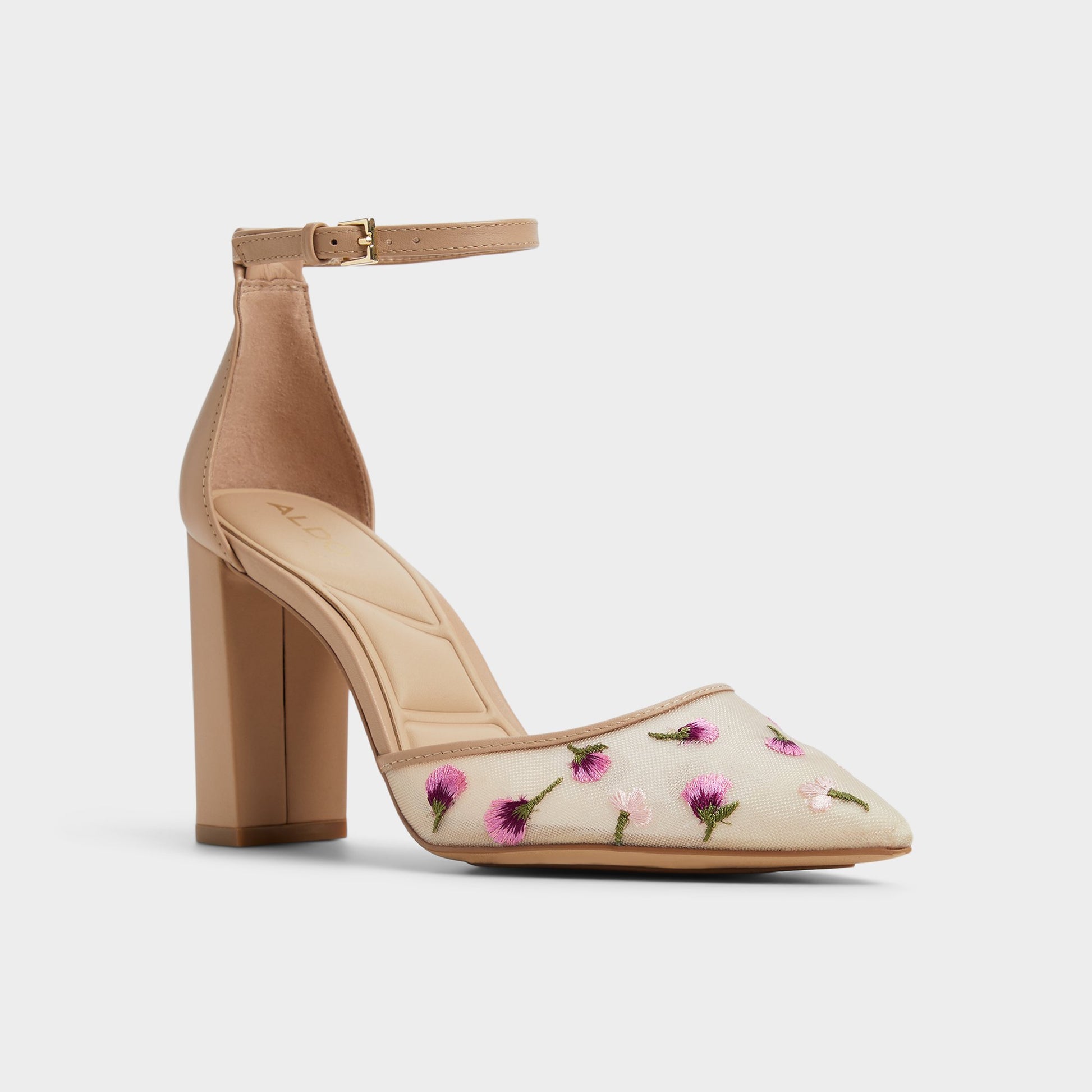 Three-quarter angle of Multi Faithana Strappy heeled shoe's front side