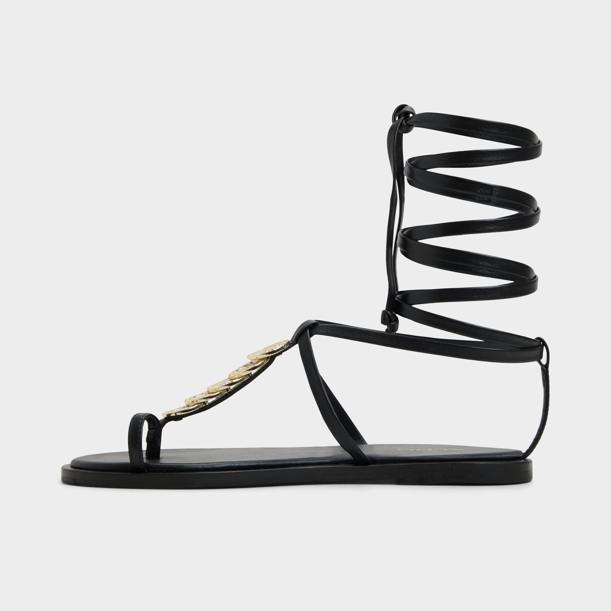 Side view of Black Artemisa T-strap sandal