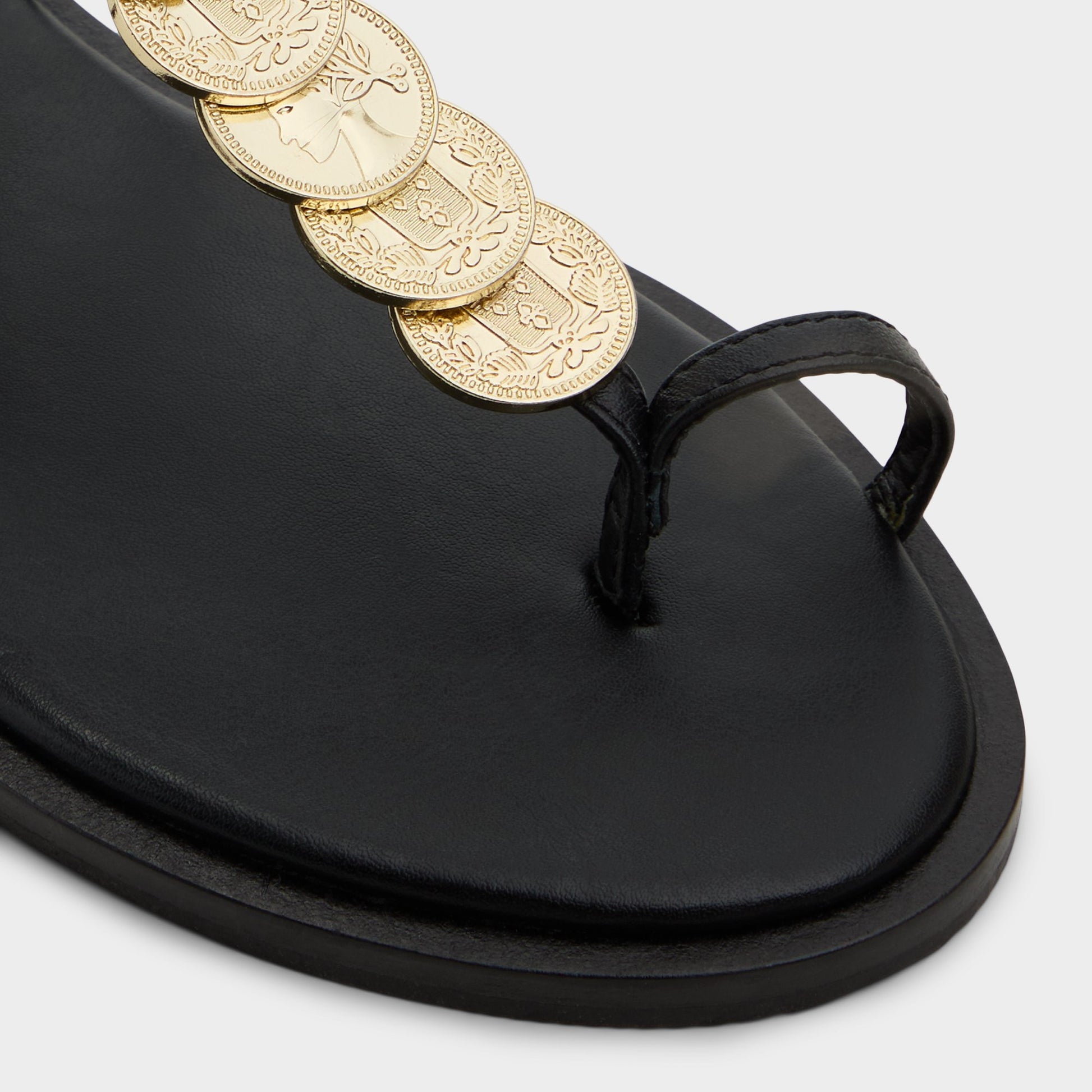 Close-up of the Black Artemisa T-strap sandal