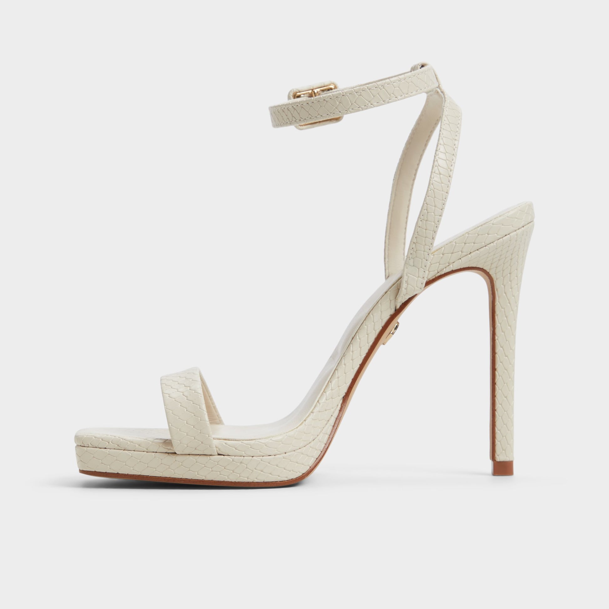 Side view of Light Brown Kaathy Strappy heeled sandal