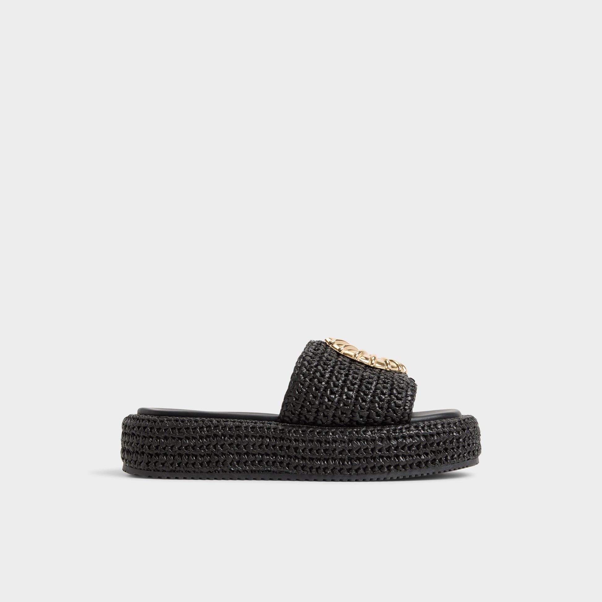Main View of Black Justbeachy Flatform sandal for Womens