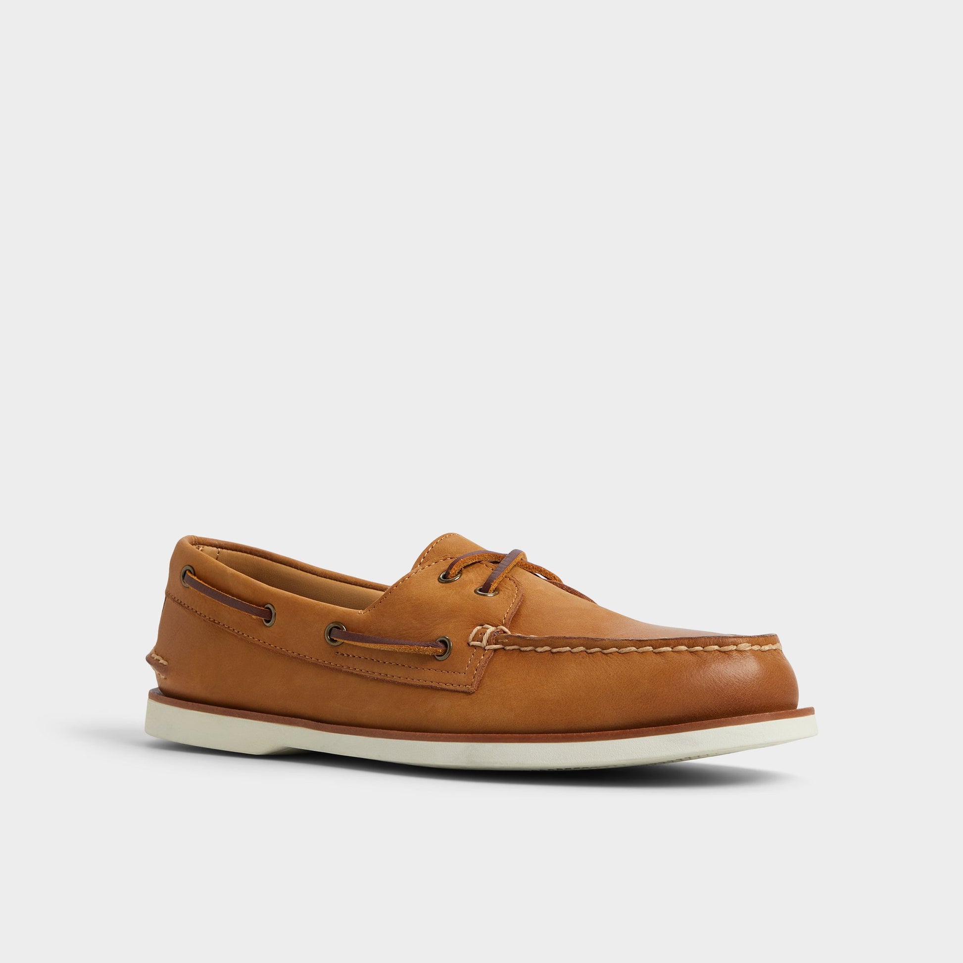 Three-quarter angle of Camel Chico Boat shoe's front side