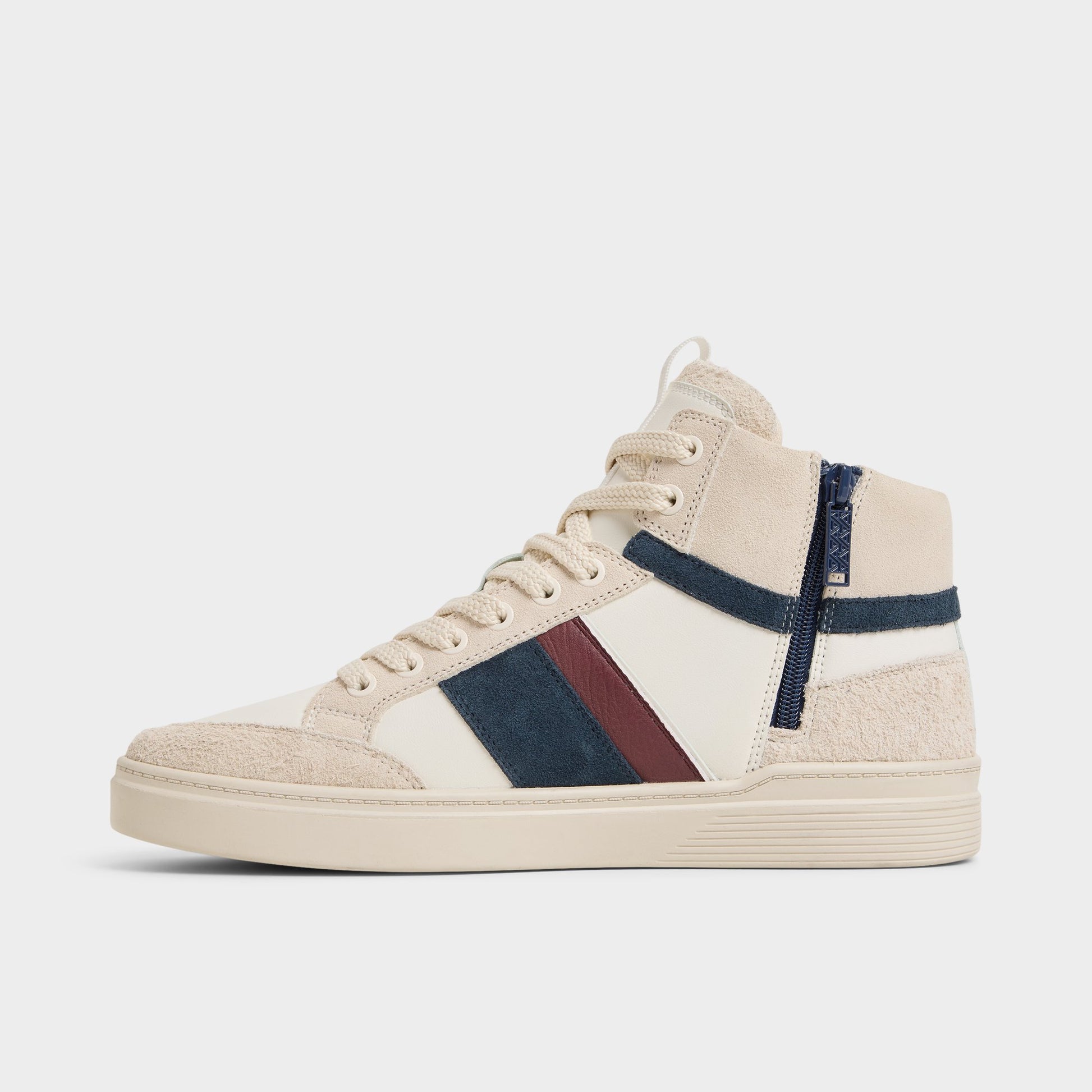 Side view of White Retrotrainer High top sneaker