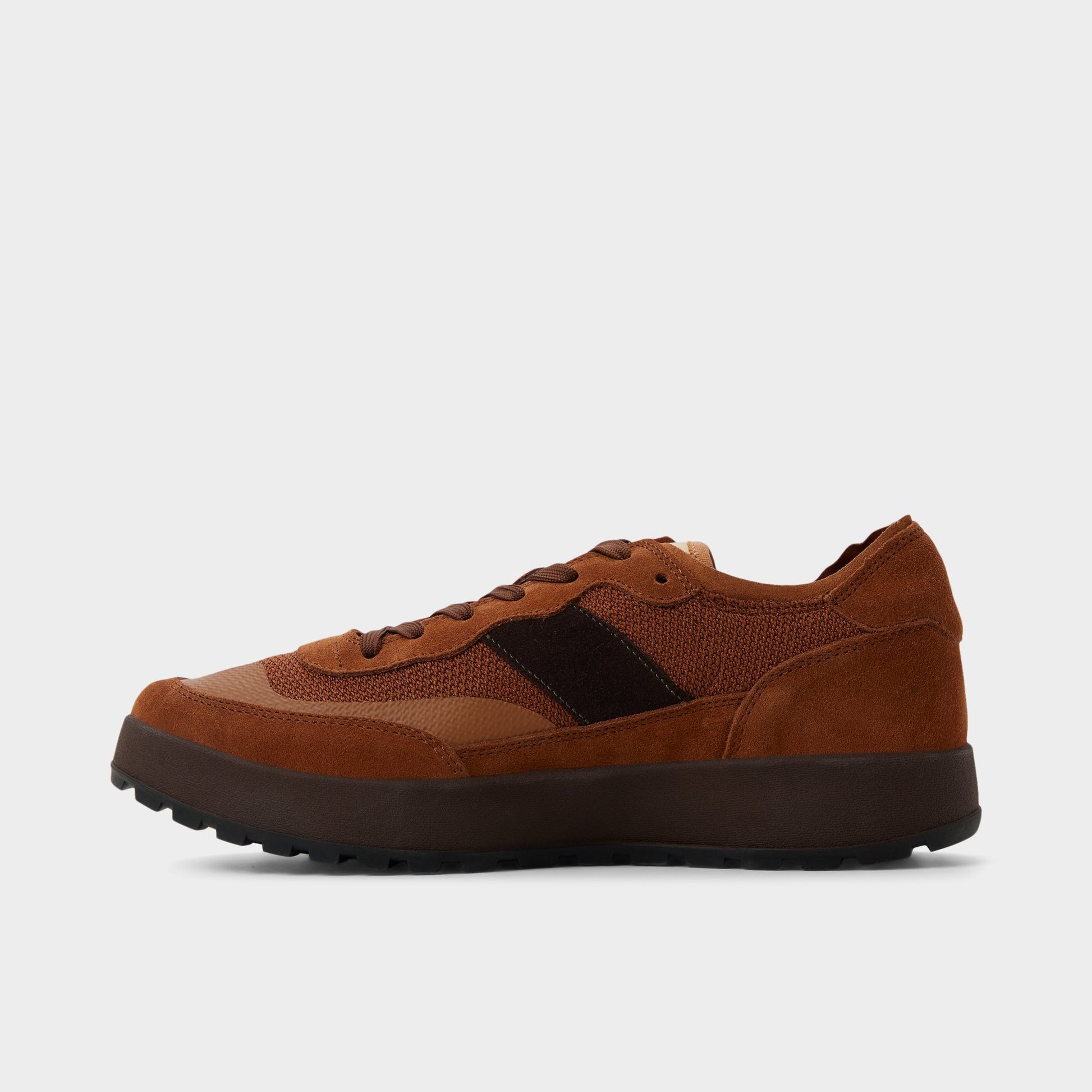 Side view of Brown Overflow Julius Low top sneaker