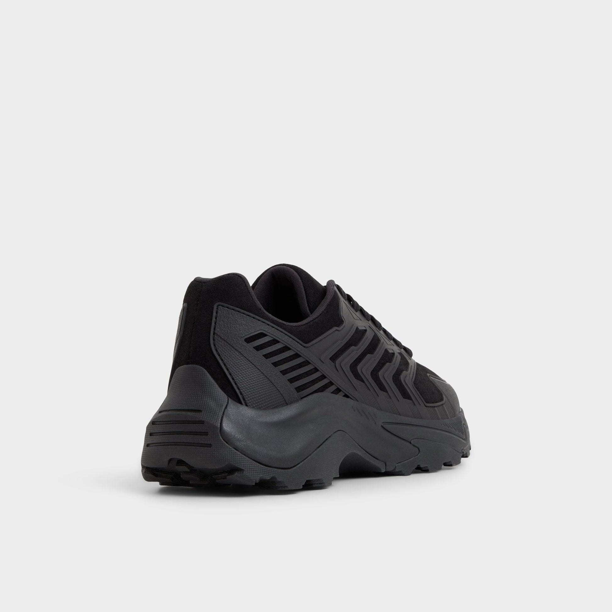 Three-quarter angle of Black Zeffy Jogger sneaker's back side