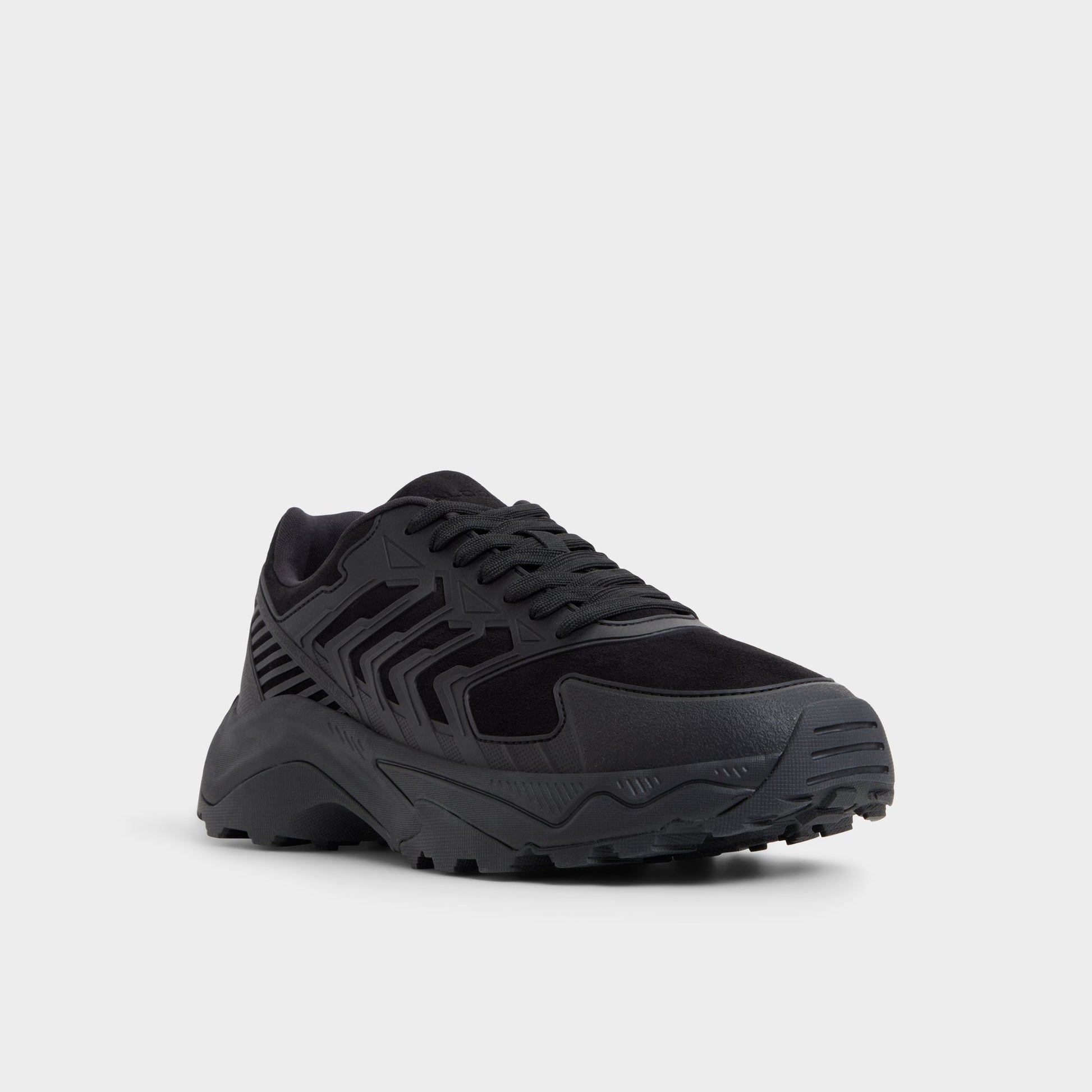 Three-quarter angle of Black Zeffy Jogger sneaker's front side