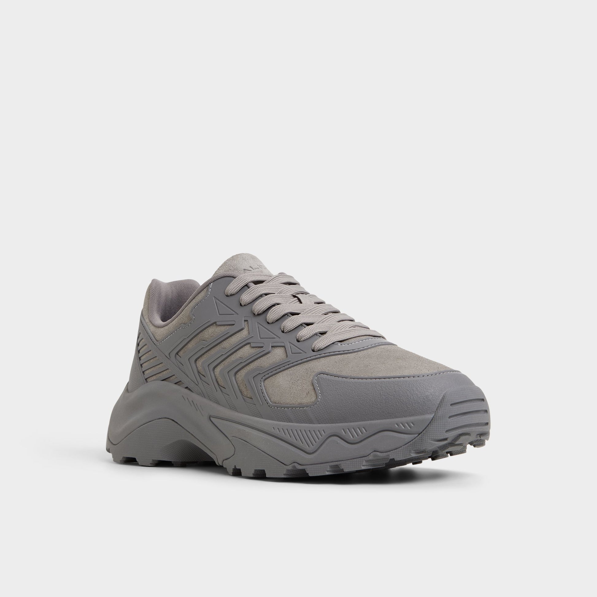 Three-quarter angle of Grey Zeffy Jogger sneaker's front side