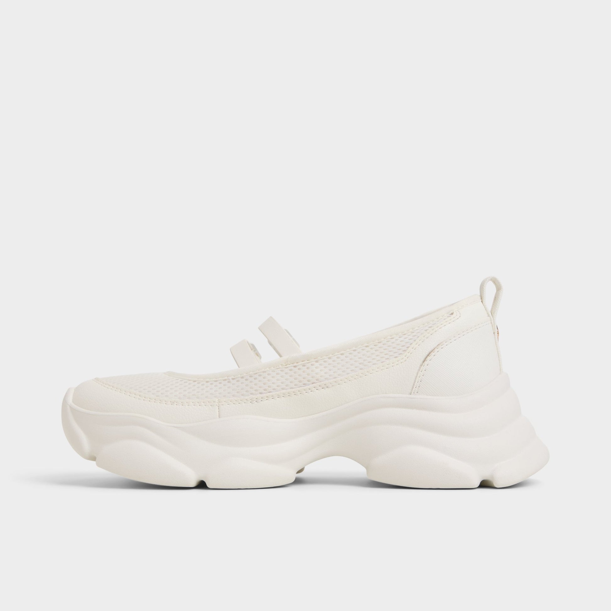 Side view of White Aethera Mary Jane Sneakers