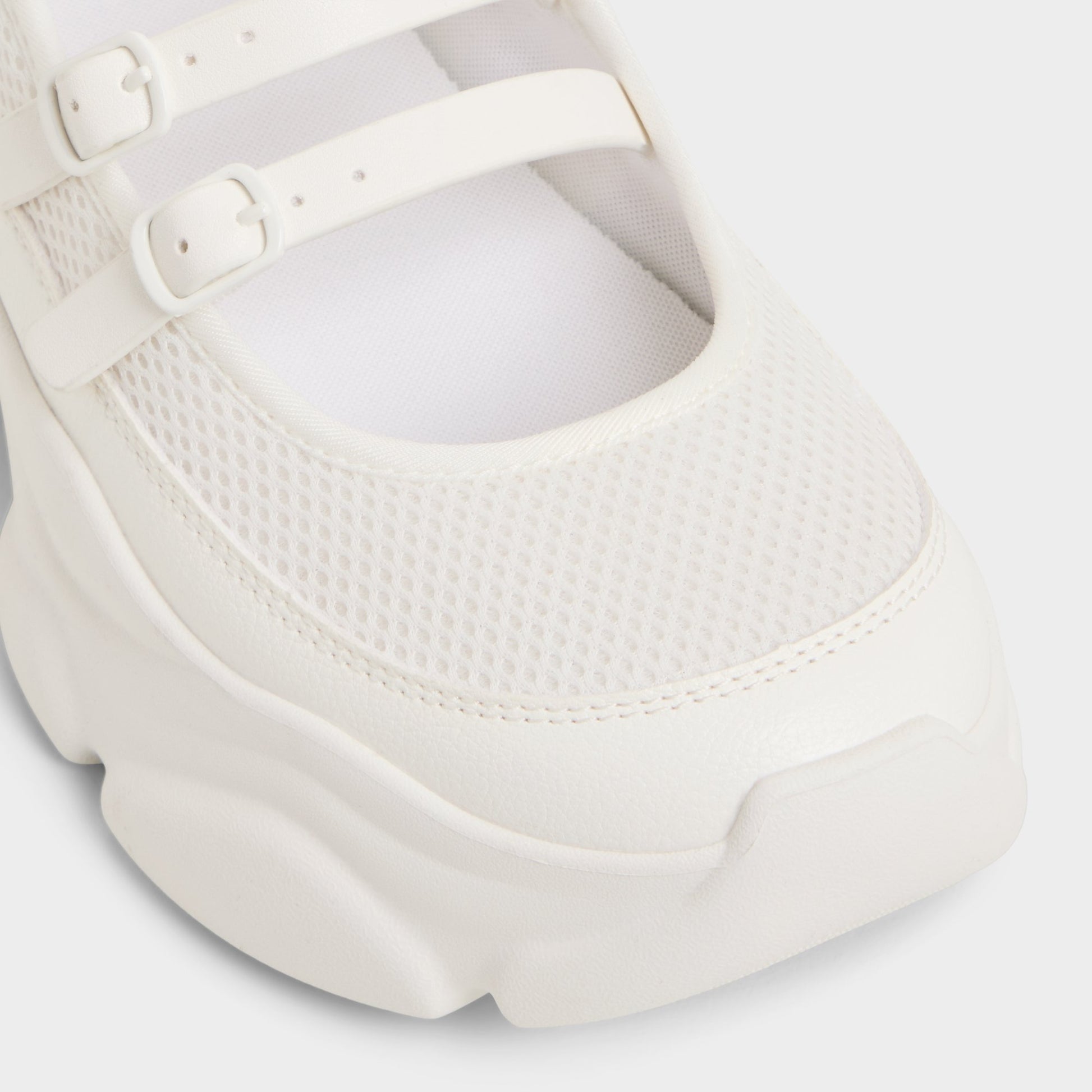 Close-up of the White Aethera Mary Jane Sneakers