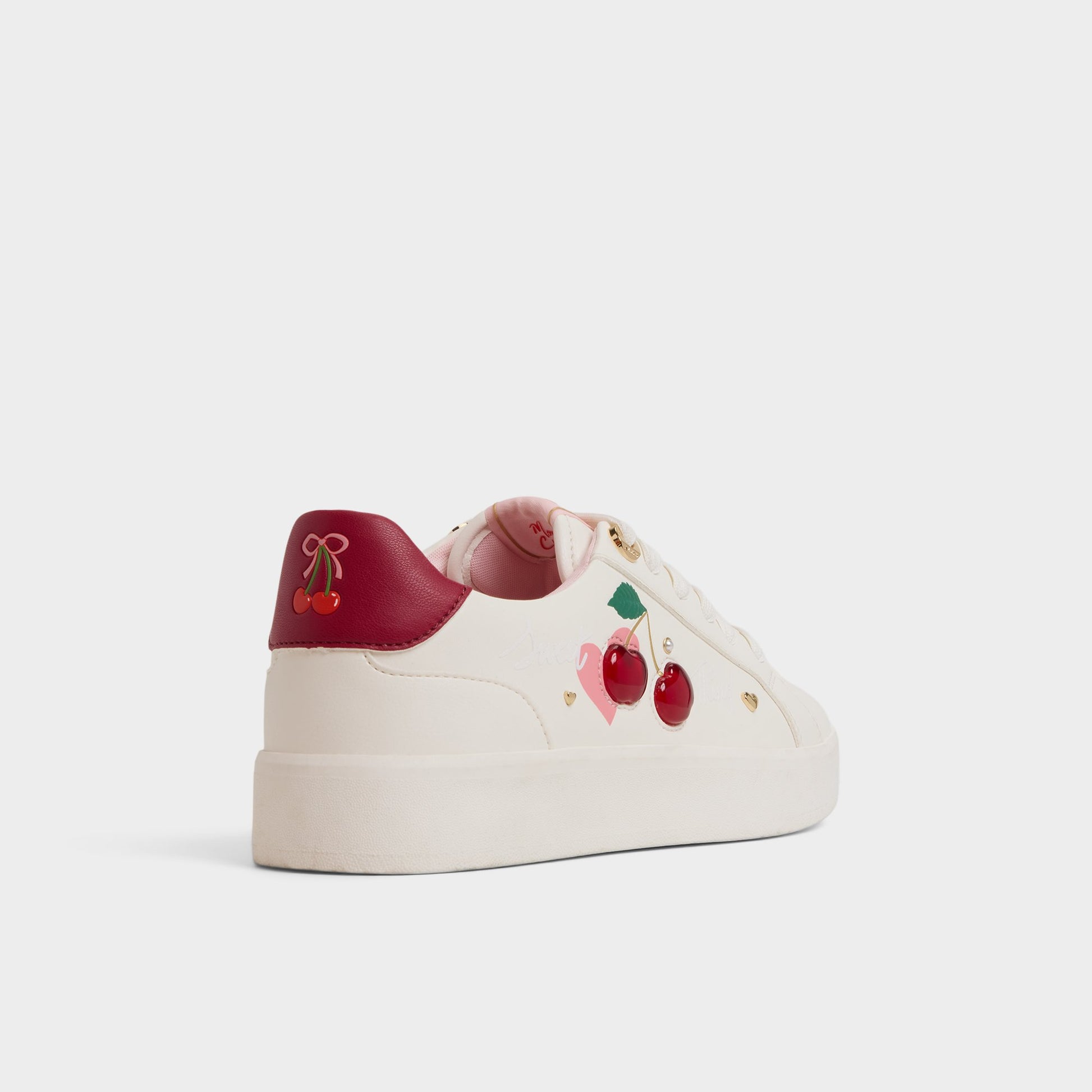 Three-quarter angle of White Cherrylove Low top sneaker's back side