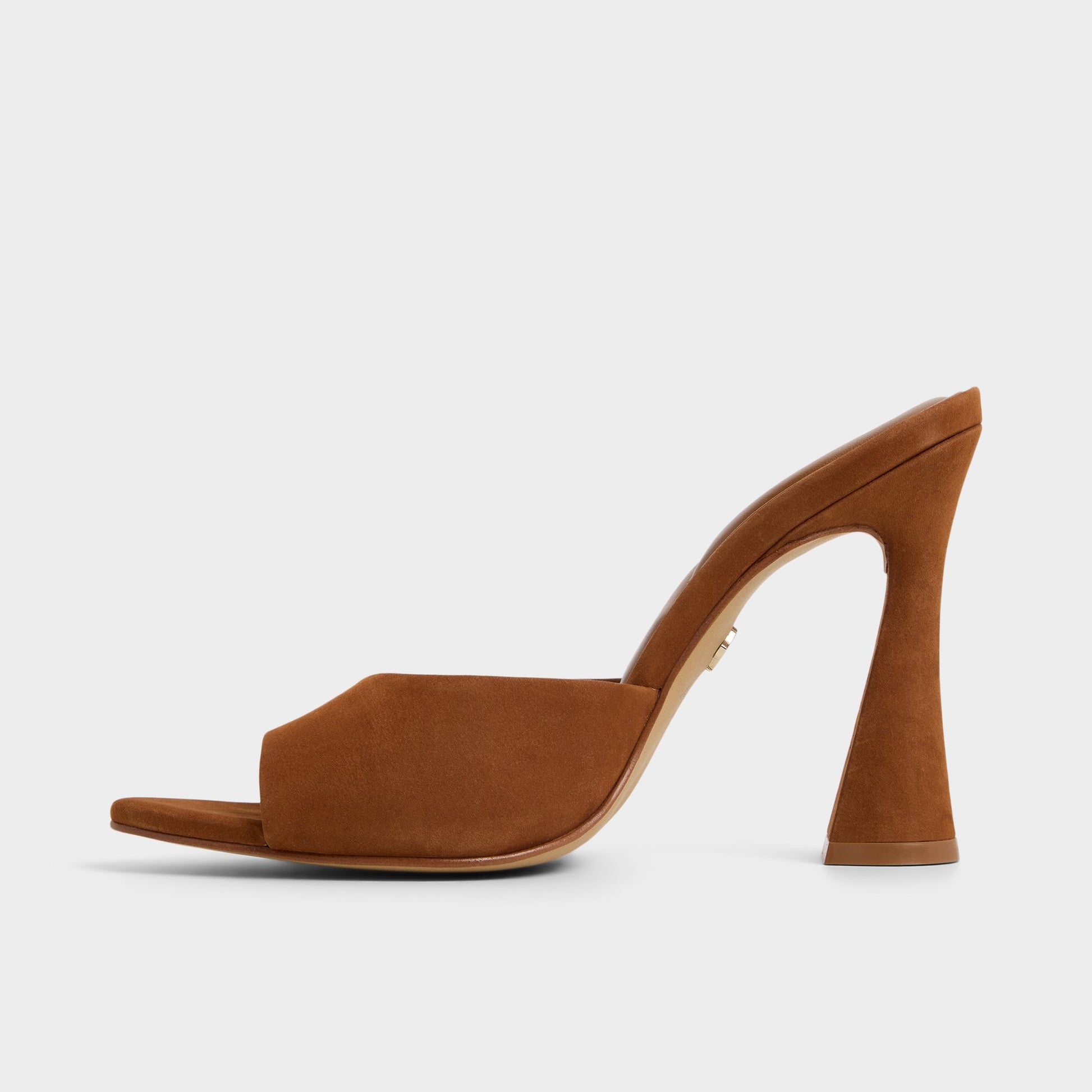 Side view of Medium Brown Rylea Heeled mule