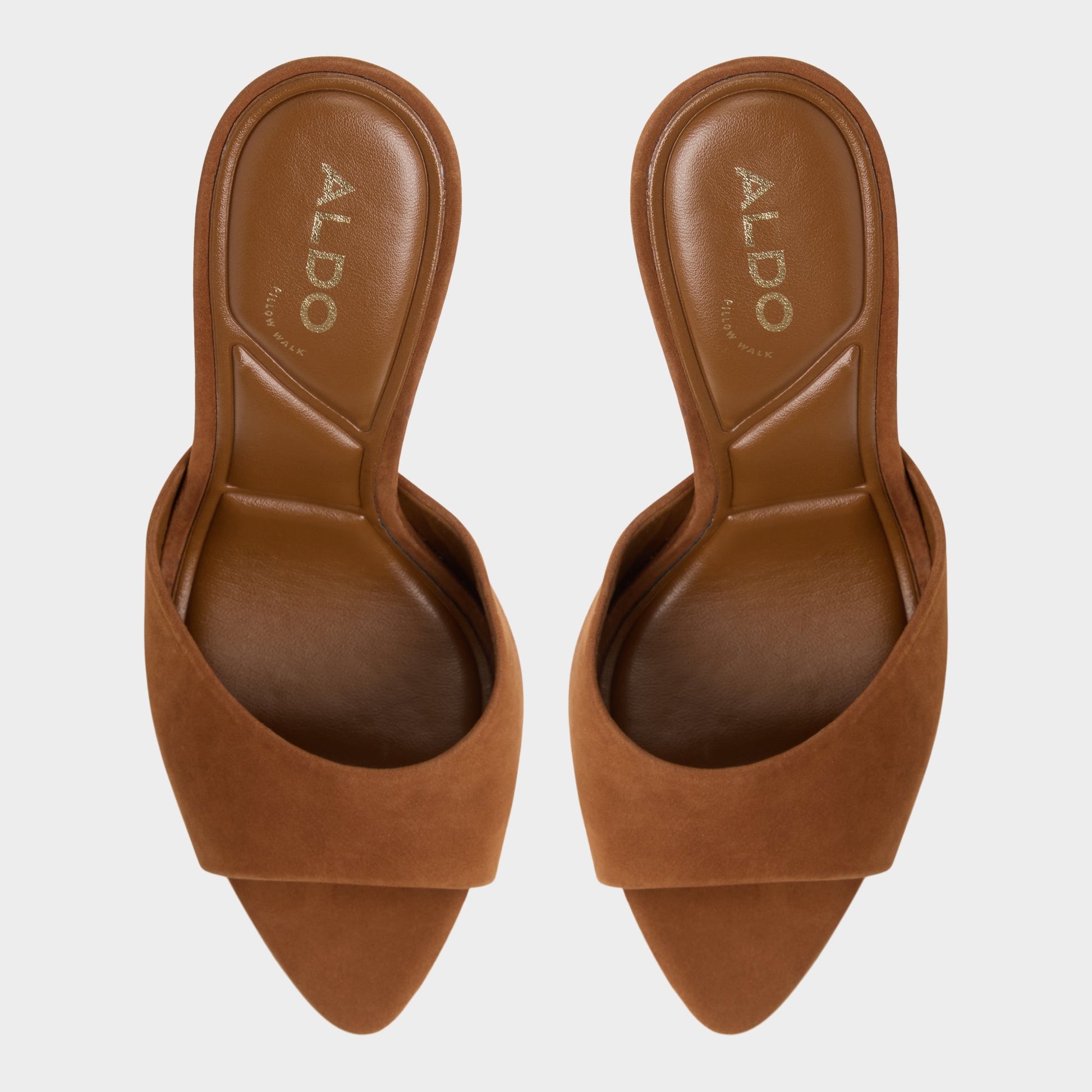 Top-down view of the Medium Brown Rylea Heeled mule