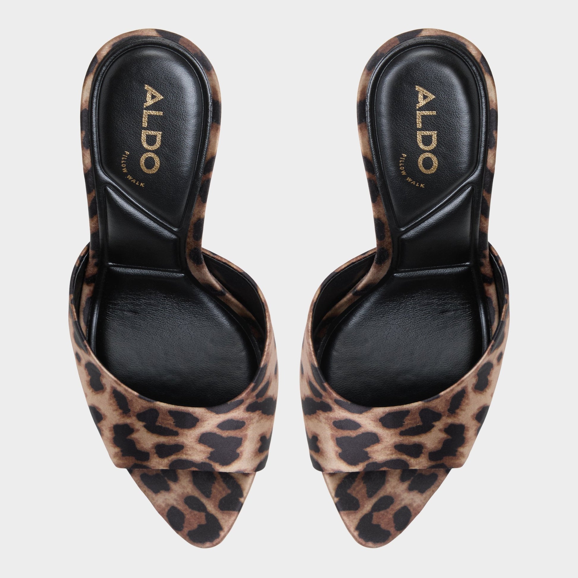 Top-down view of the Brown Multi Rylea Heeled mule