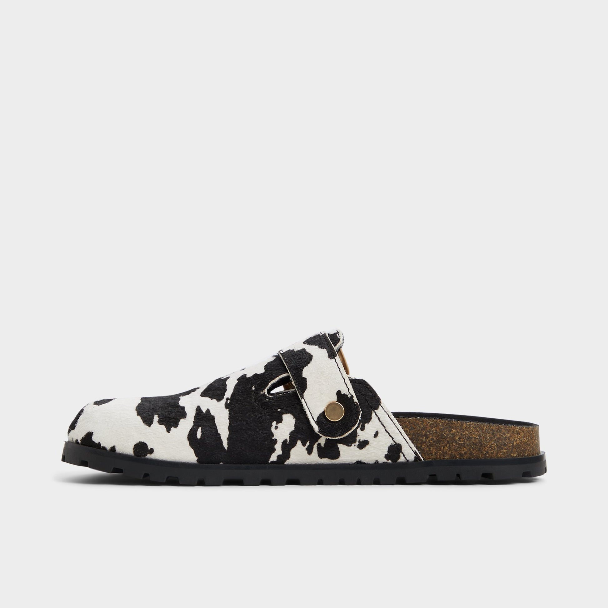 Side view of White/Black Viviania Mule