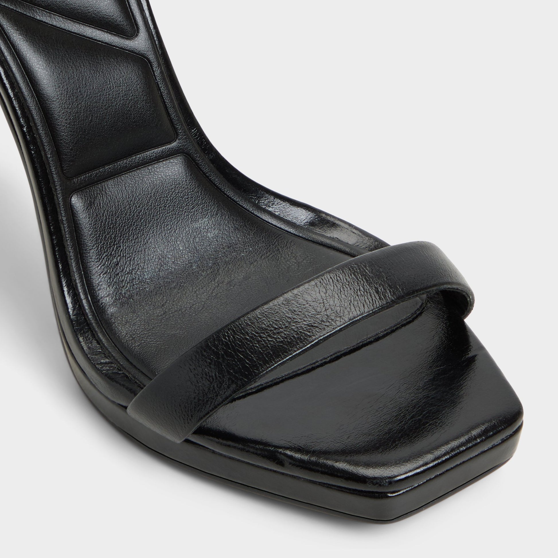 Close-up of the Black Kaathy Strappy heeled sandal
