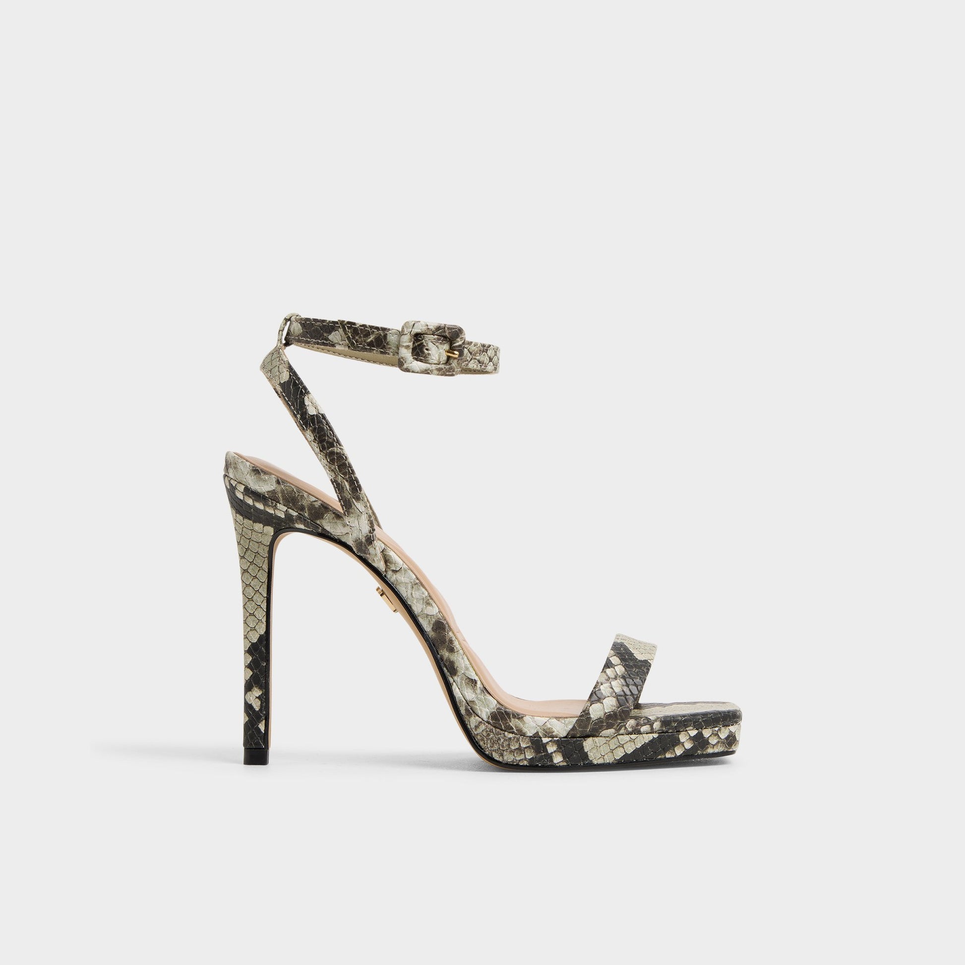 Main View of White/Black Kaathy Strappy heeled sandal for Womens