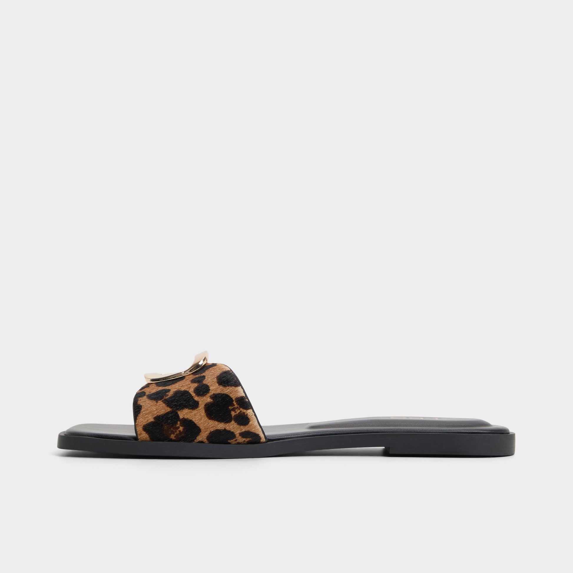 Side view of Brown Multi Tidella Slide sandal