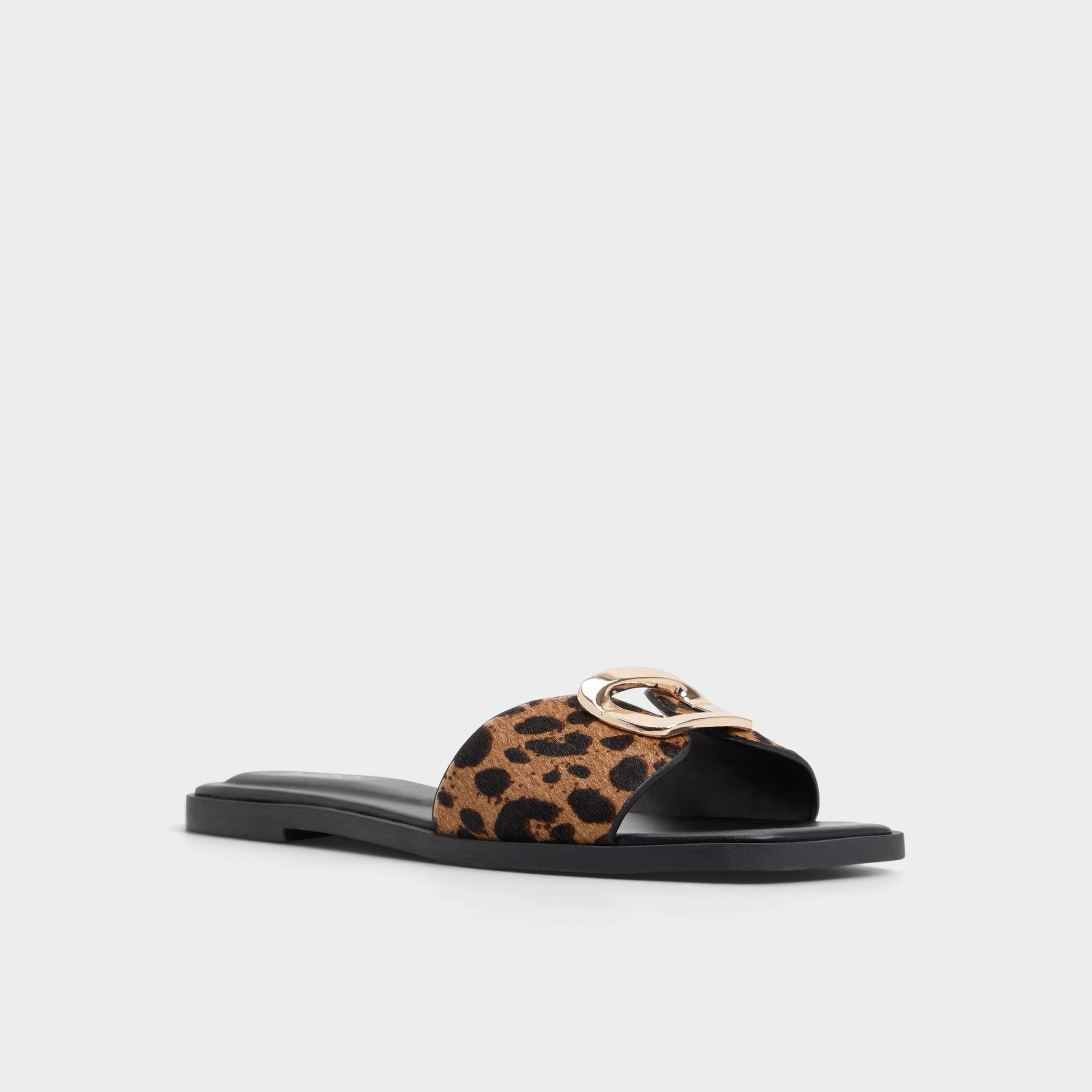 Three-quarter angle of Brown Multi Tidella Slide sandal's front side