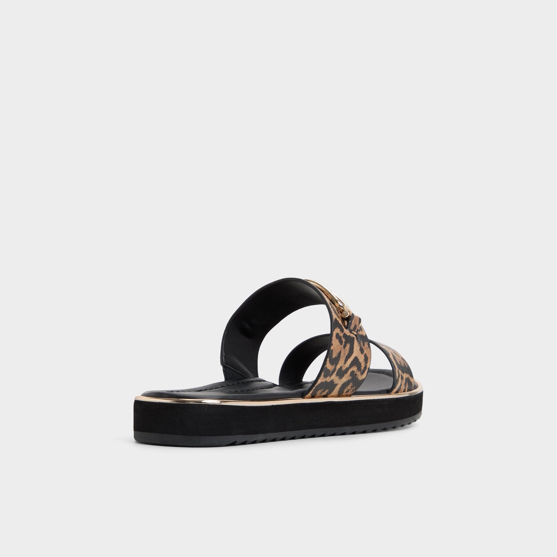Three-quarter angle of Brown Multi Lagoon Strappy flat sandal's back side