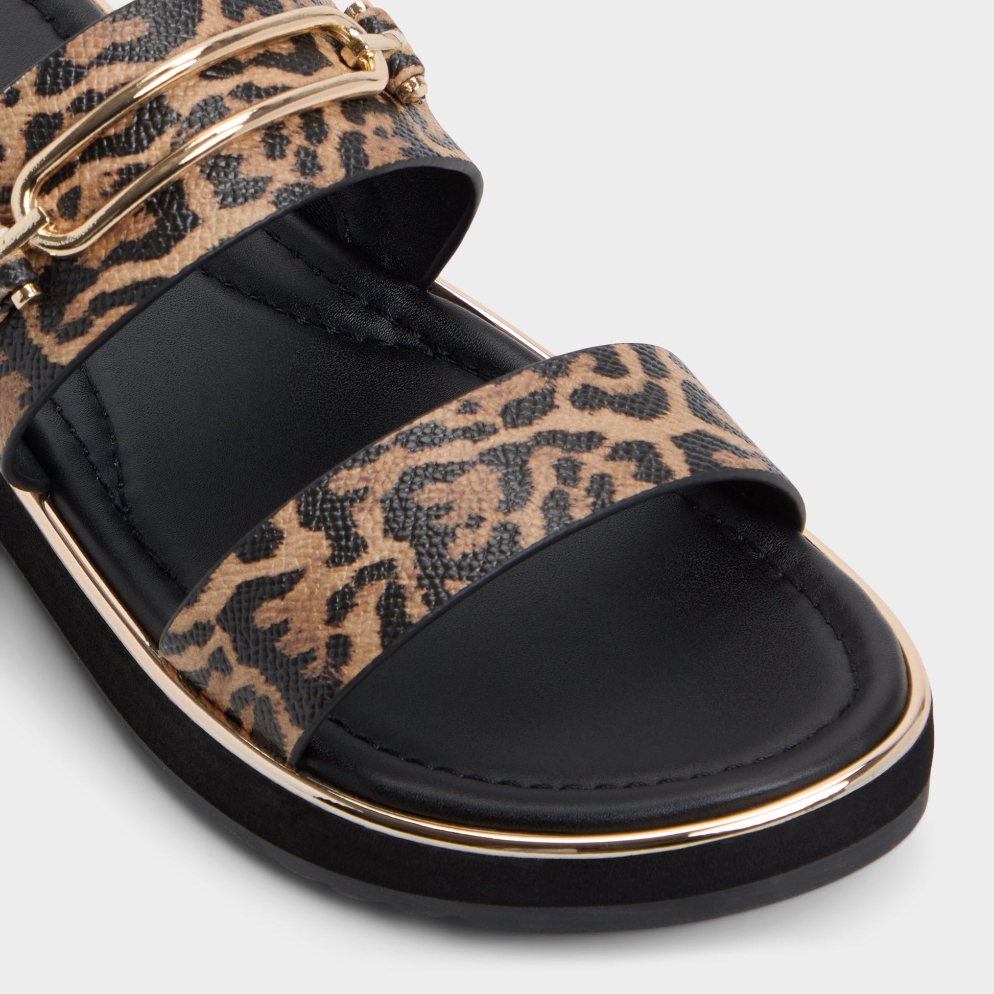 Close-up of the Brown Multi Lagoon Strappy flat sandal