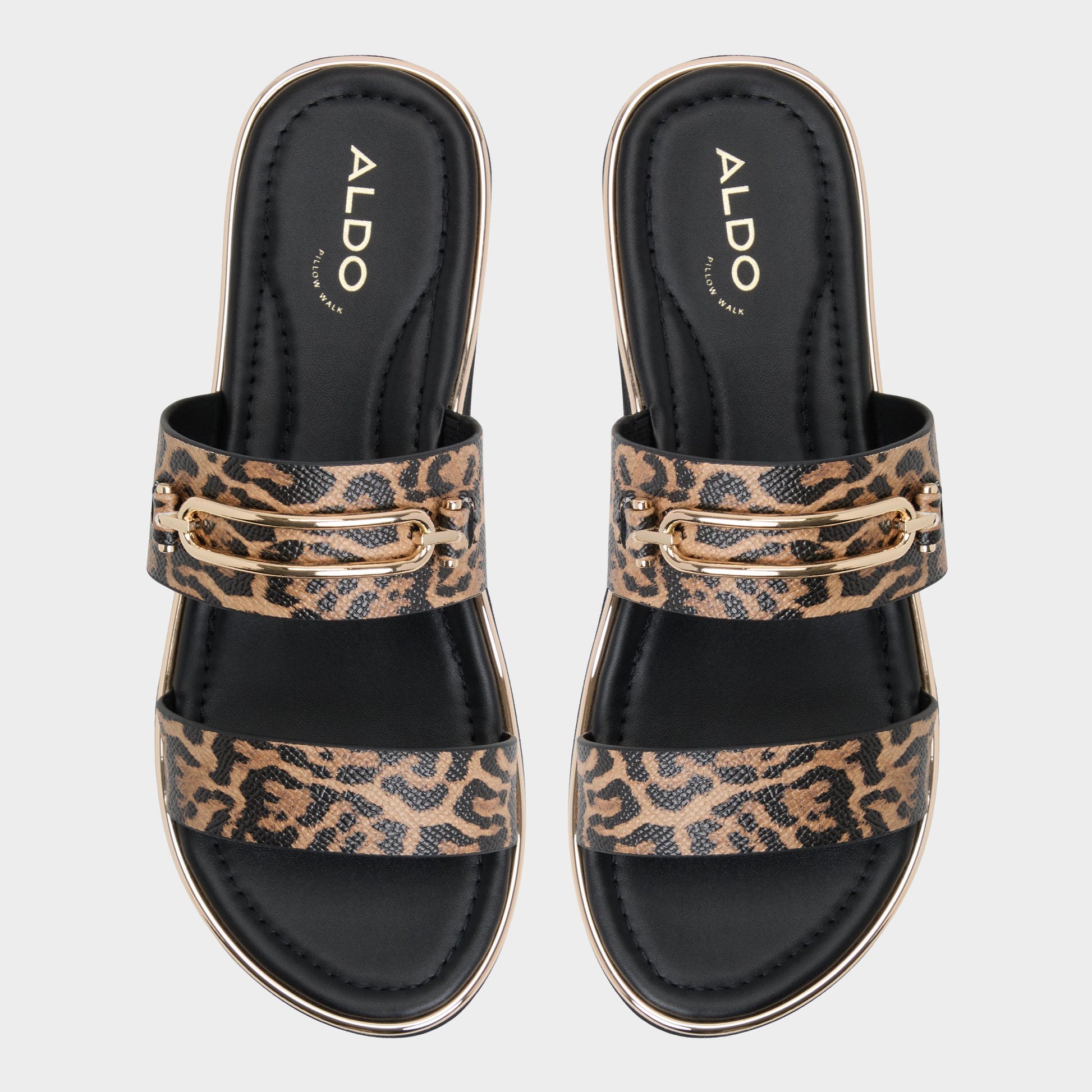 Top-down view of the Brown Multi Lagoon Strappy flat sandal
