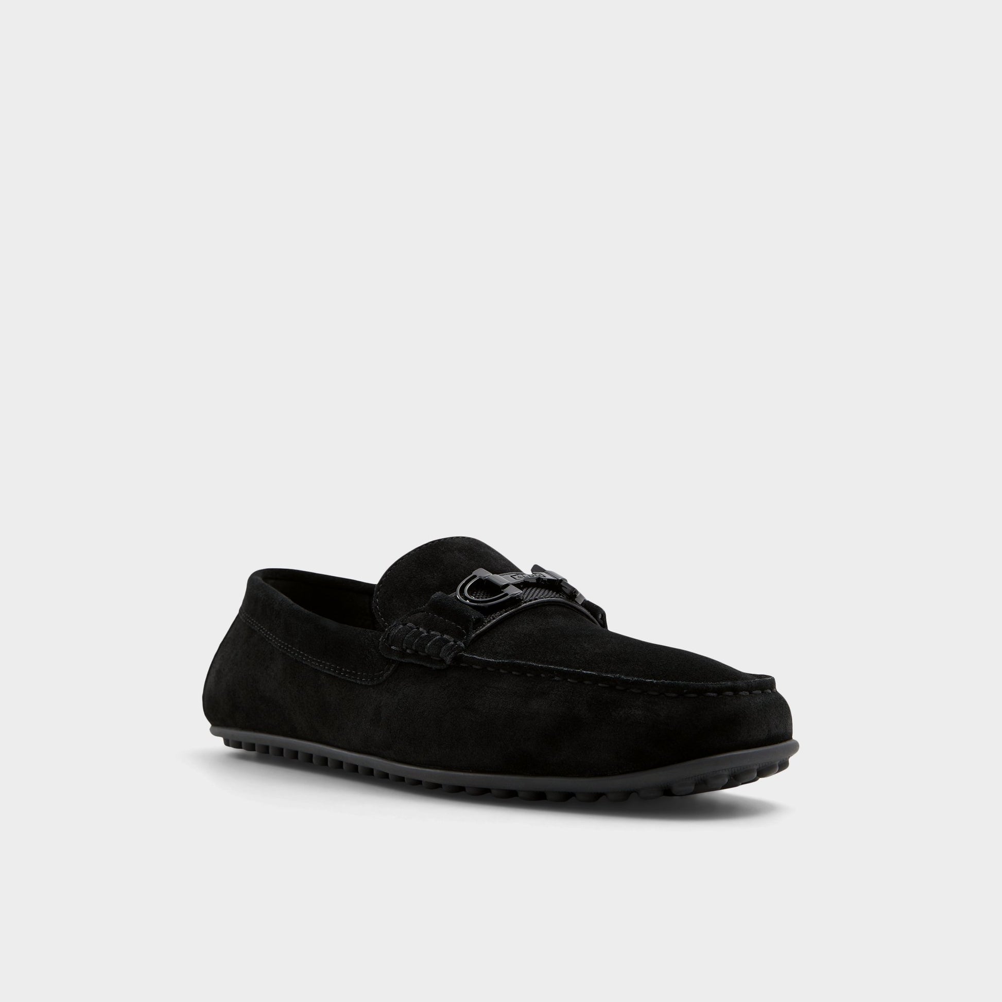 Three-quarter angle of Black Scuderiia-in Loafer's front side