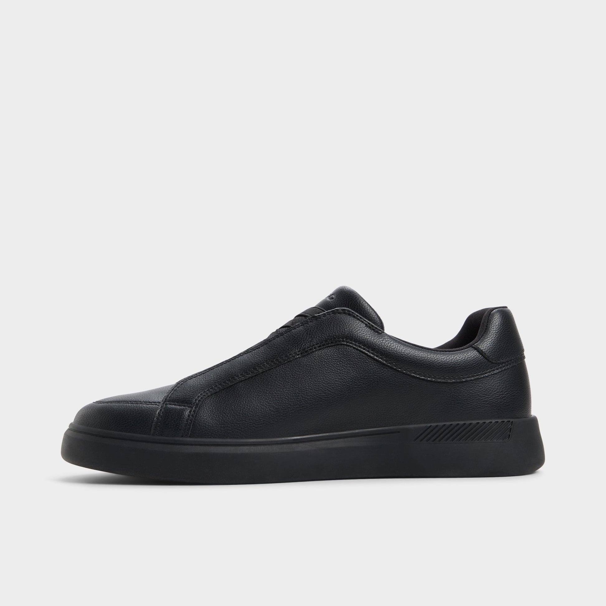 Side view of Open Black Jona Slip-on sneaker
