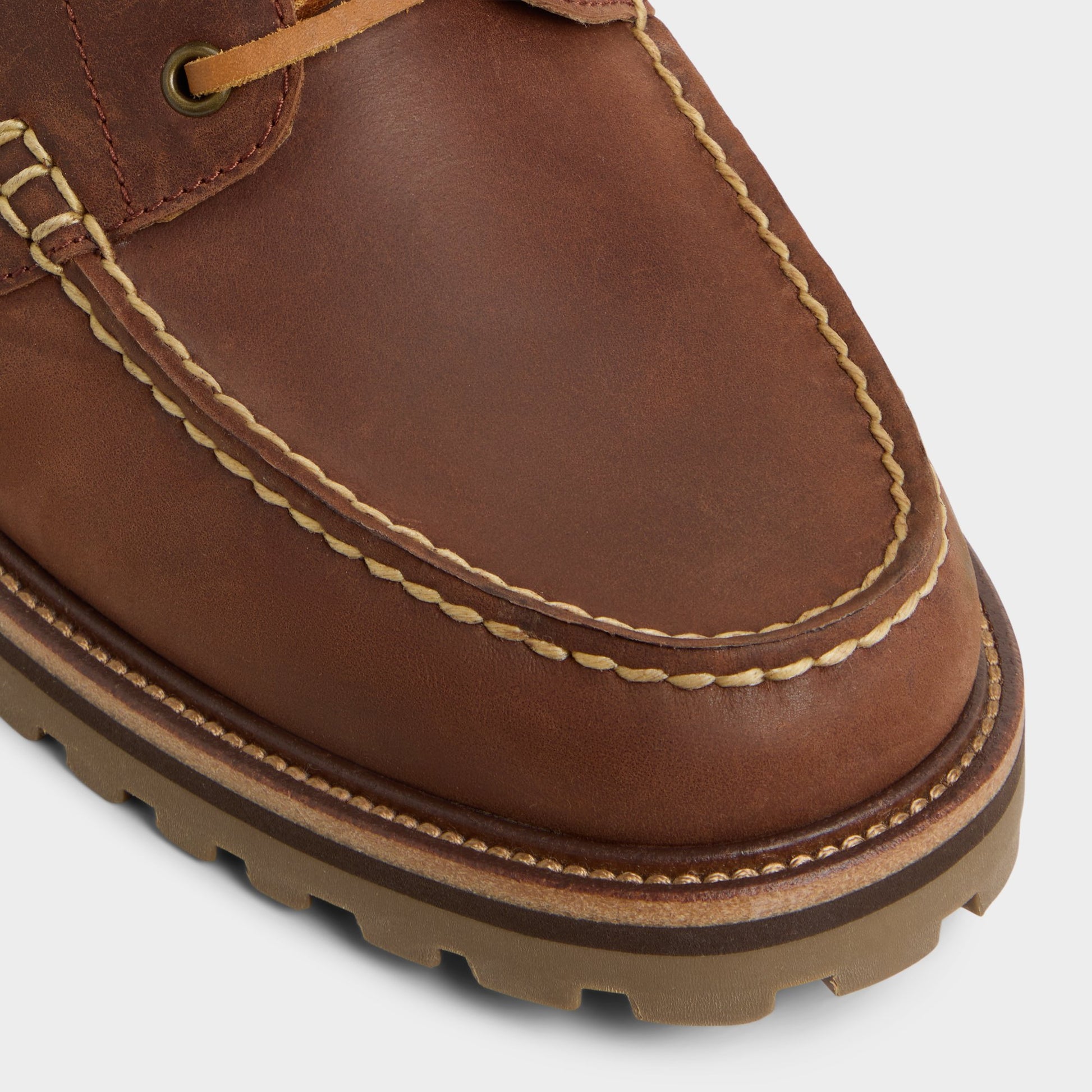 Close-up of the Brown Overflow Cedric Boat shoe