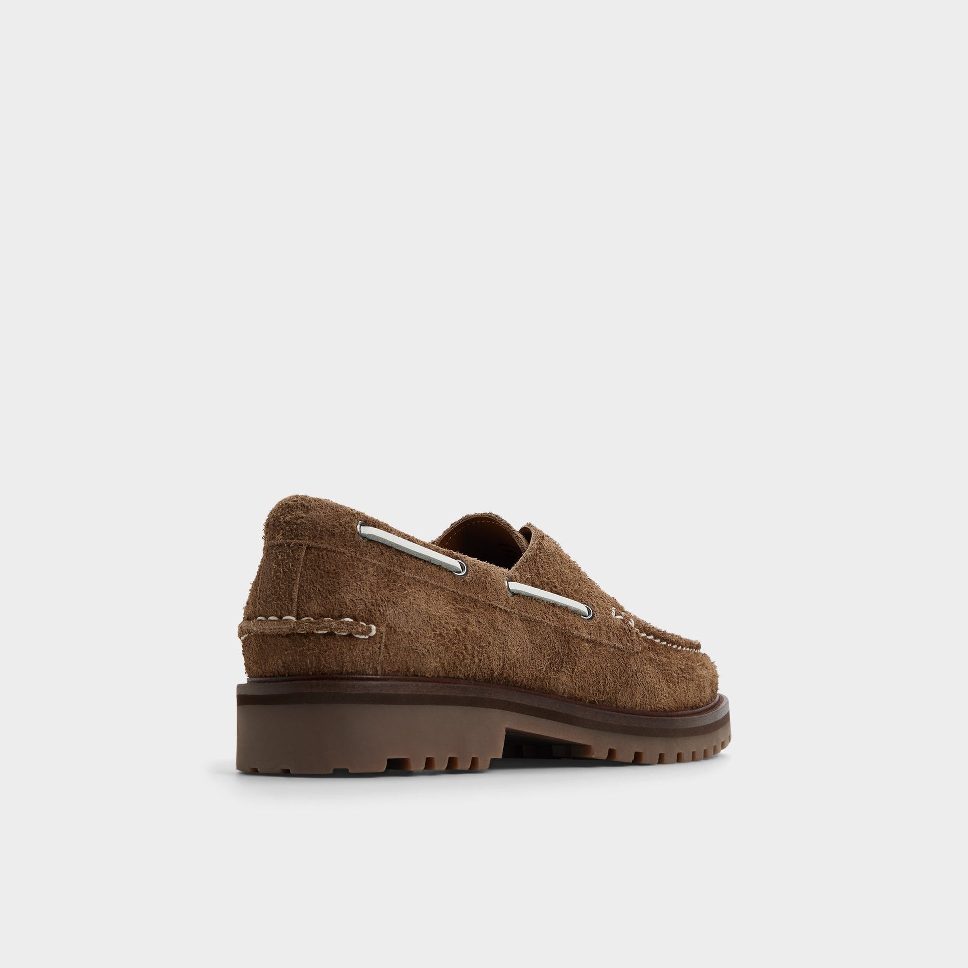 Three-quarter angle of Open Brown Cedric Boat shoe's back side