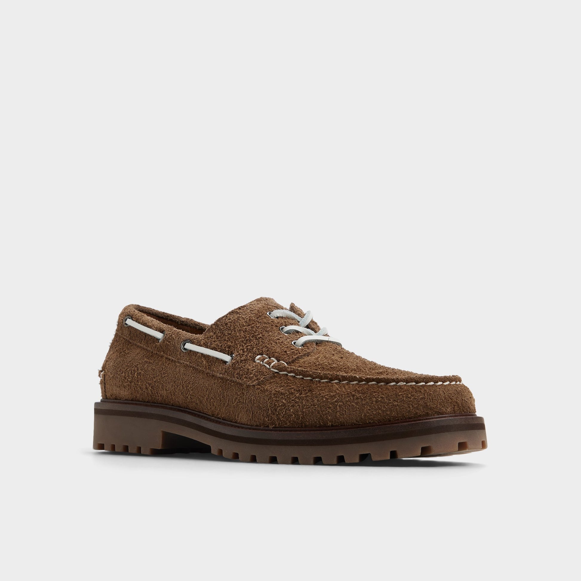 Three-quarter angle of Open Brown Cedric Boat shoe's front side
